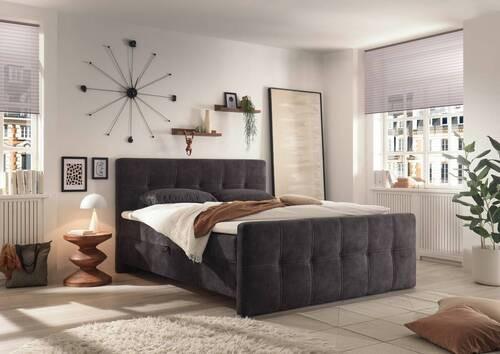 Boxbett Valetta 6 - Dunkelbraun/Schwarz, MODERN, Holzwerkstoff/Textil (180/200cm) - MID.YOU