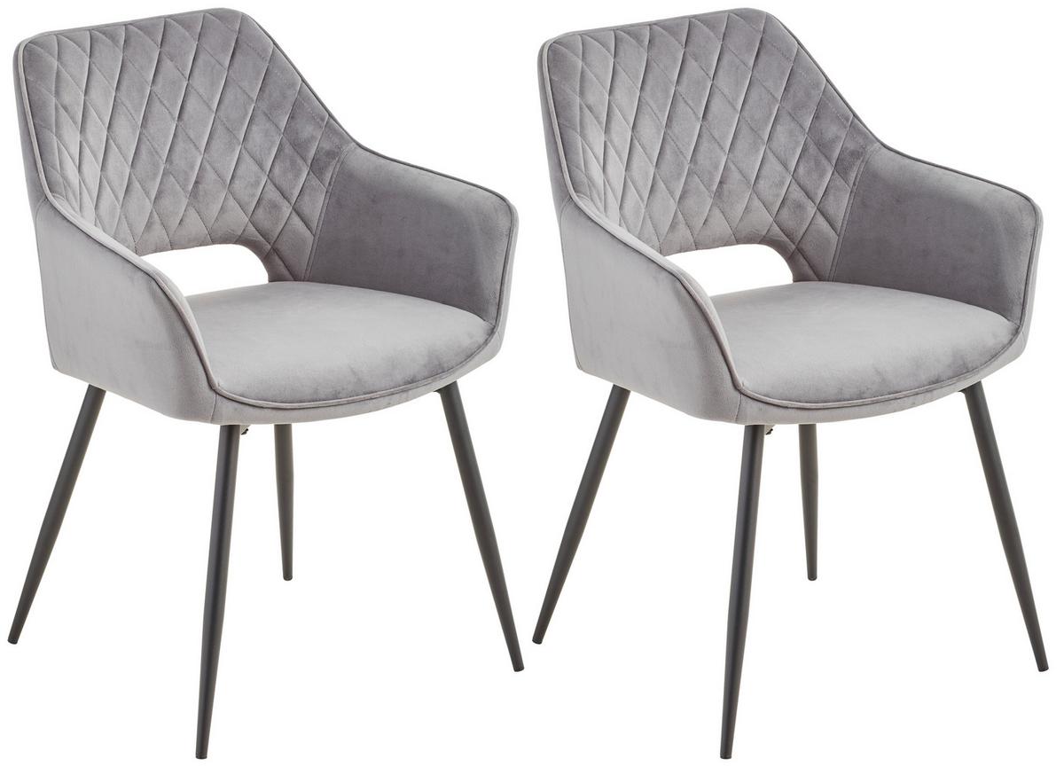 Armlehnstuhl-set 2er Genua Dunkelgrau Gepolstert - Dunkelgrau/Schwarz, KONVENTIONELL, Holz/Textil (56/80,5/56cm) - MID.YOU