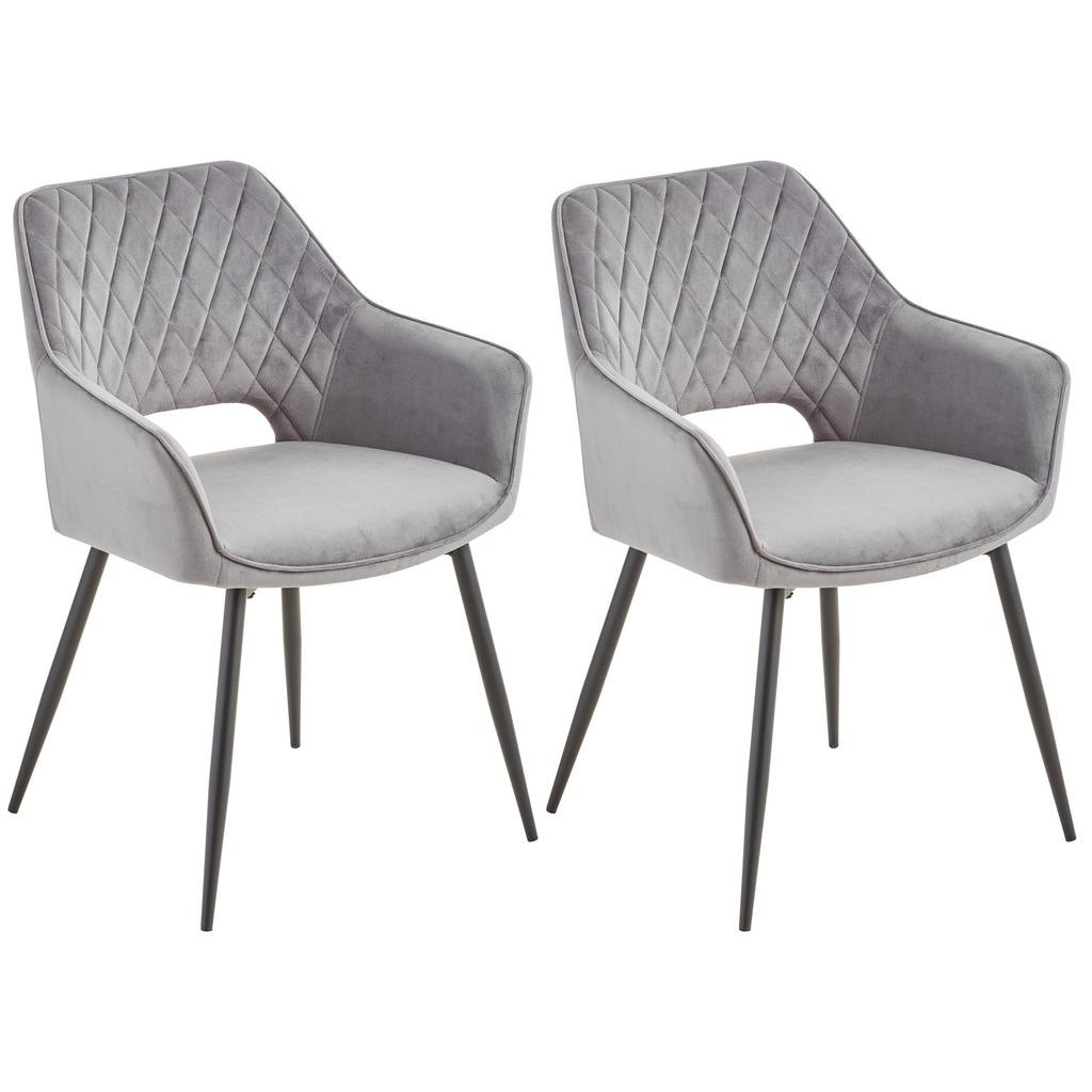 Armlehnstuhl-set 2er Genua Dunkelgrau Gepolstert