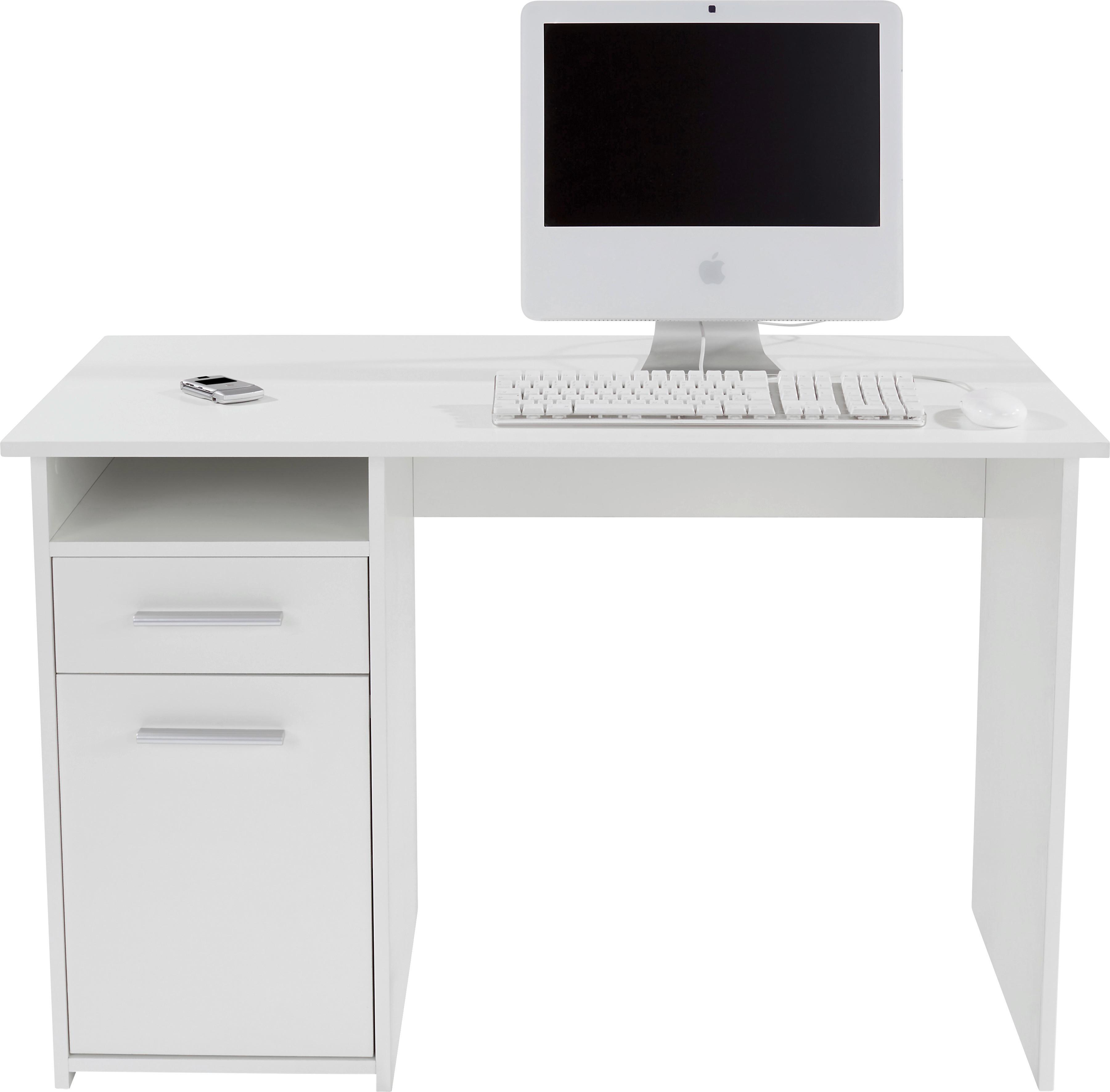 Schreibtisch mit Stauraum B 110cm H 74cm Palermo, Weiß - Weiß, MODERN, Holzwerkstoff (110/74/60cm)