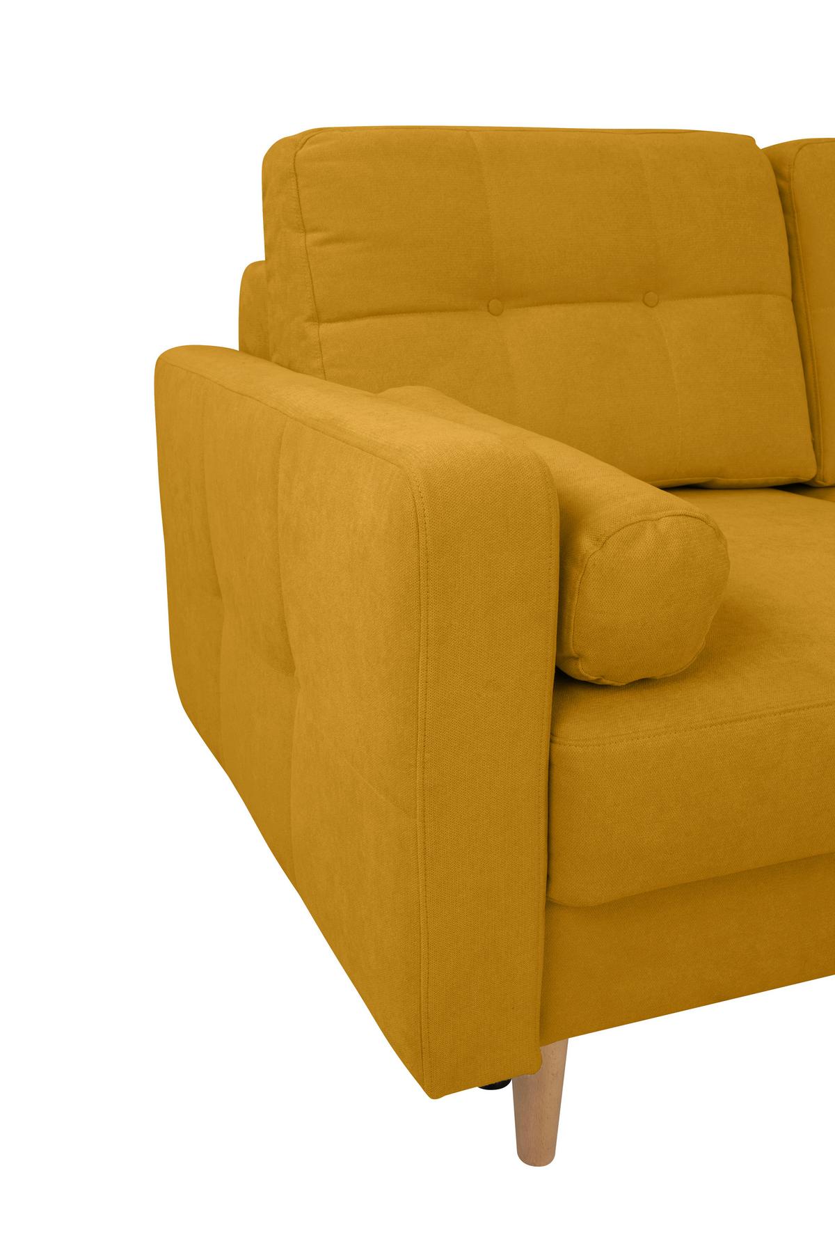 Ecksofa Noret, Gelb S: 242x242 Cm - Gelb/Buchefarben, Design, Textil (242/242cm) - MID.YOU