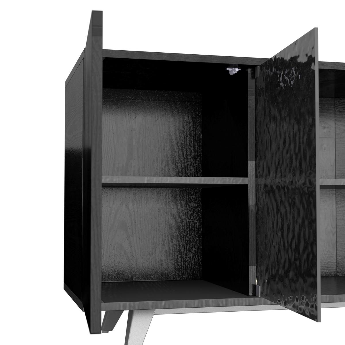 Široká komoda Zelia, š: 180 cm, čierna - černá, Moderní, kov/dřevo (180/77/45cm) - Bessagi Home