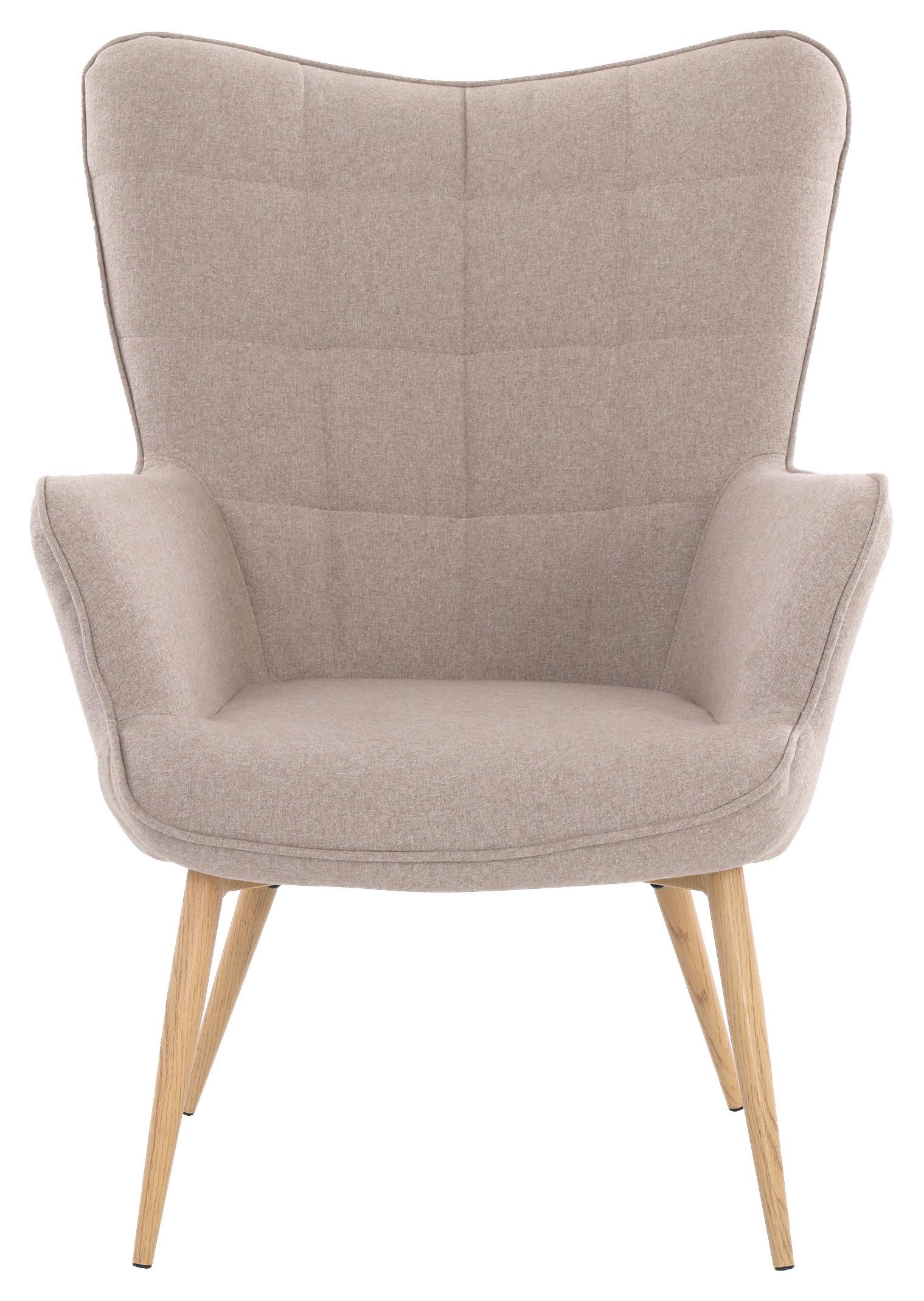 Polstersessel Mir Armlehnen Uta Beige/Eichefarben - Sandfarben/Eichefarben, MODERN, Holzwerkstoff/Textil (72/97/80cm) - MID.YOU