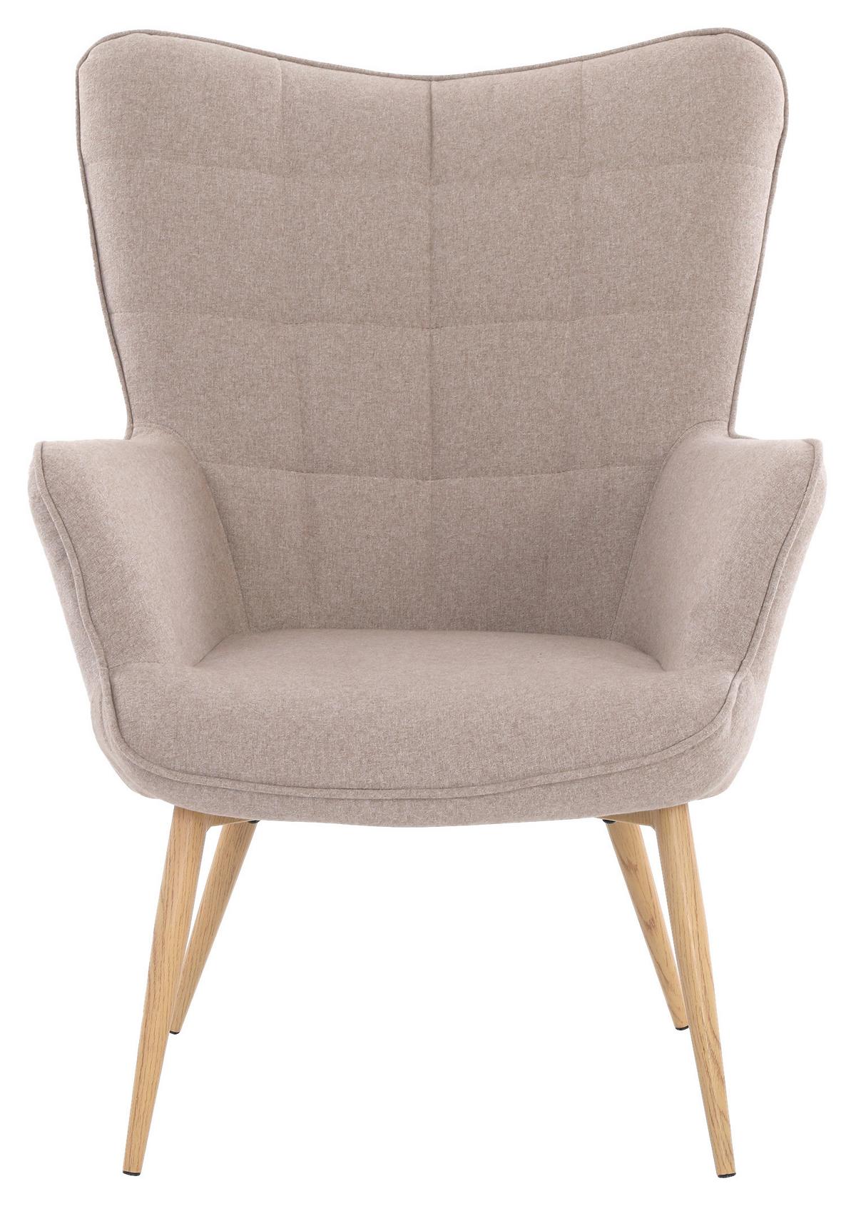 Polstersessel Mir Armlehnen Uta Beige/eichefarben - Sandfarben/Eichefarben, MODERN, Holzwerkstoff/Textil (72/97/80cm) - MID.YOU