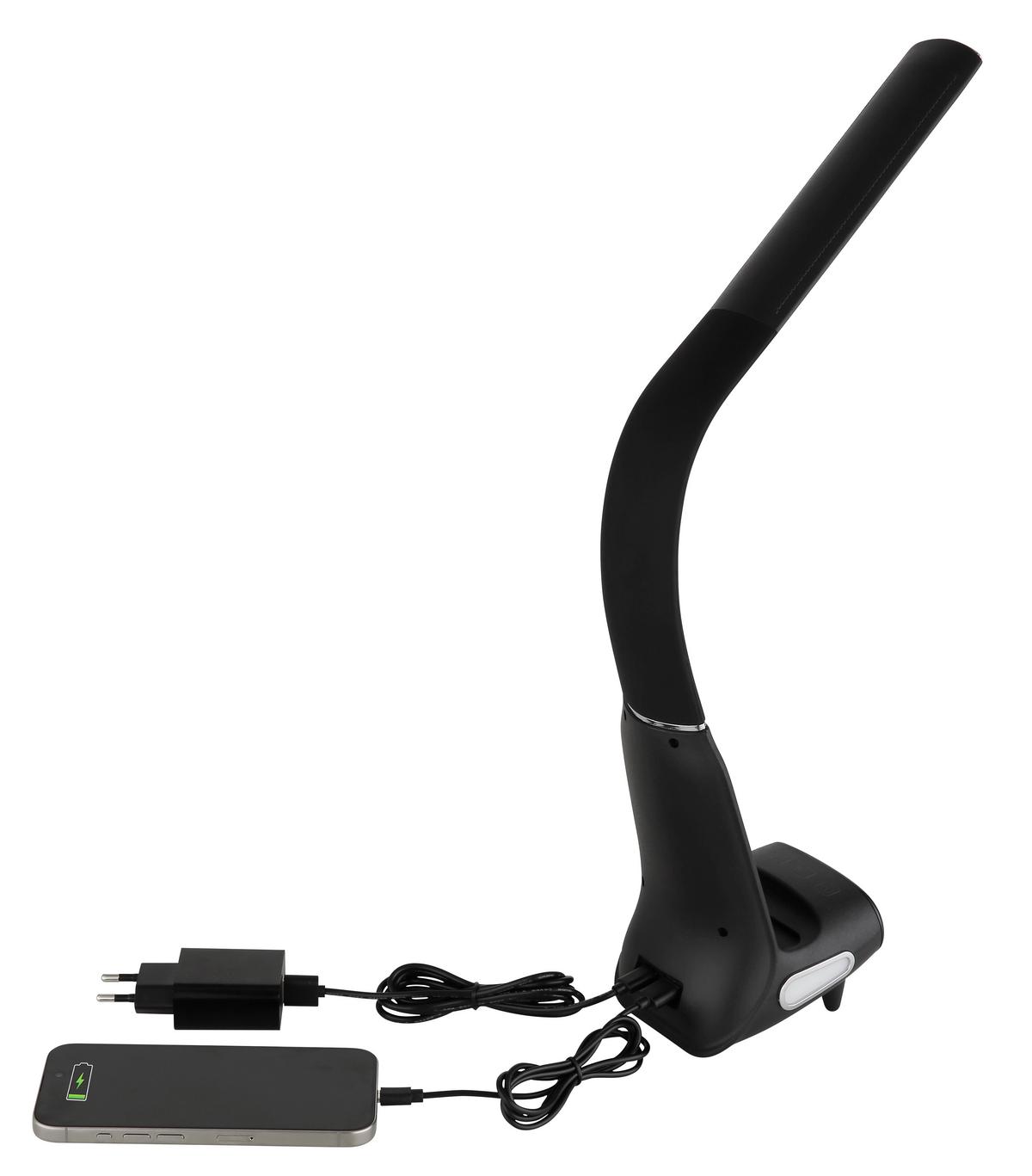 Led-tischleuchte Touchdimmer - Chromfarben/Schwarz, Design, Kunststoff (25/10/50cm) - Globo