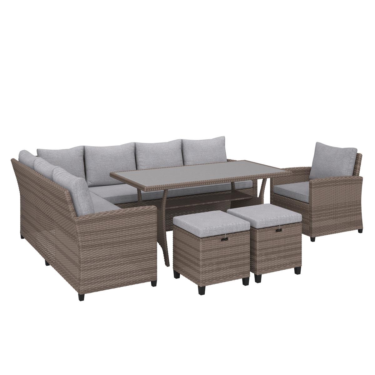 Loungegarnitur Porto New - Grau, MODERN, Kunststoff/Textil (175/232cm) - Beldano