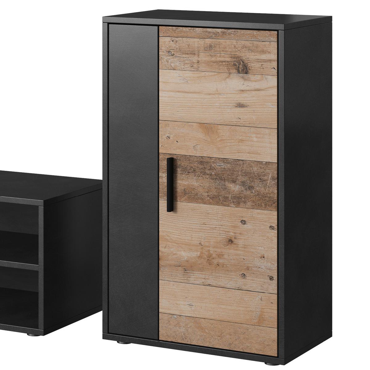 Obývací stěna BERNO - přírodní barvy/antracitová, Moderní, kompozitní dřevo/plast (190/150/40cm) - P & B