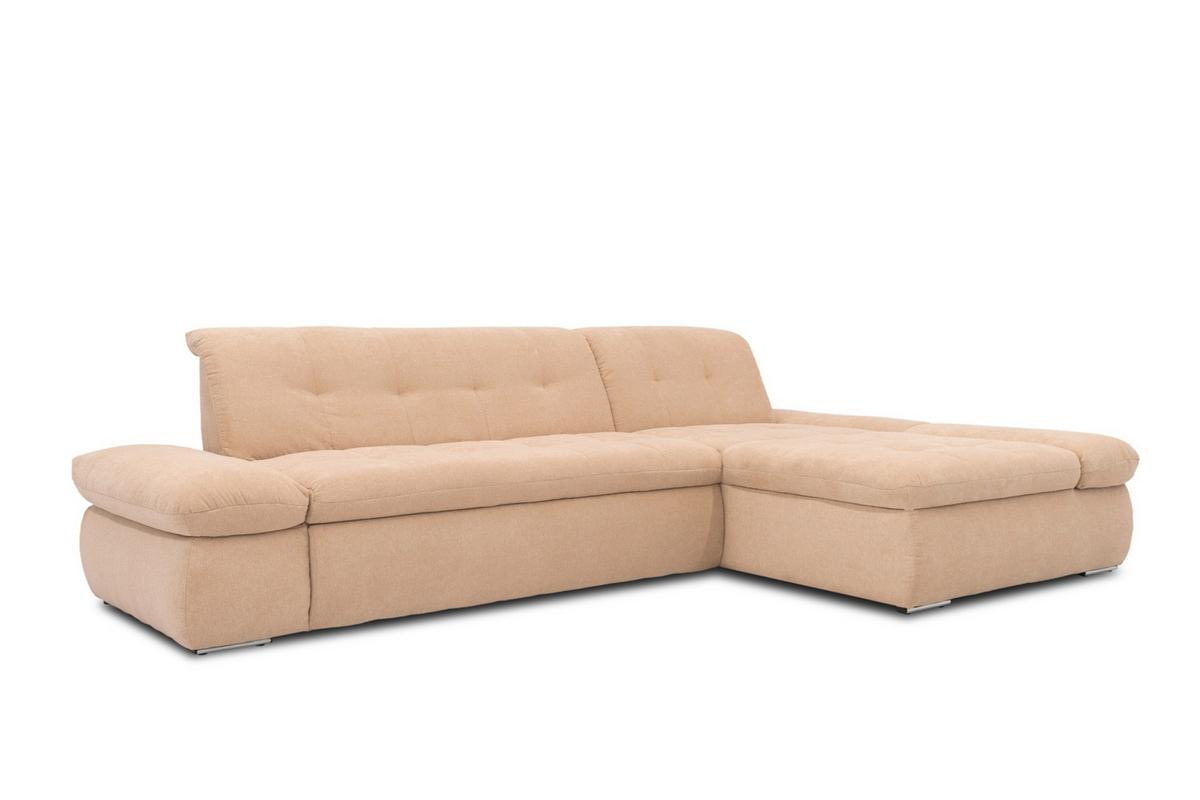 Ecksofa mit Schlaffunktion Moric Beige Mikrofaser - Chromfarben/Beige, KONVENTIONELL, Textil (300/172cm) - MID.YOU