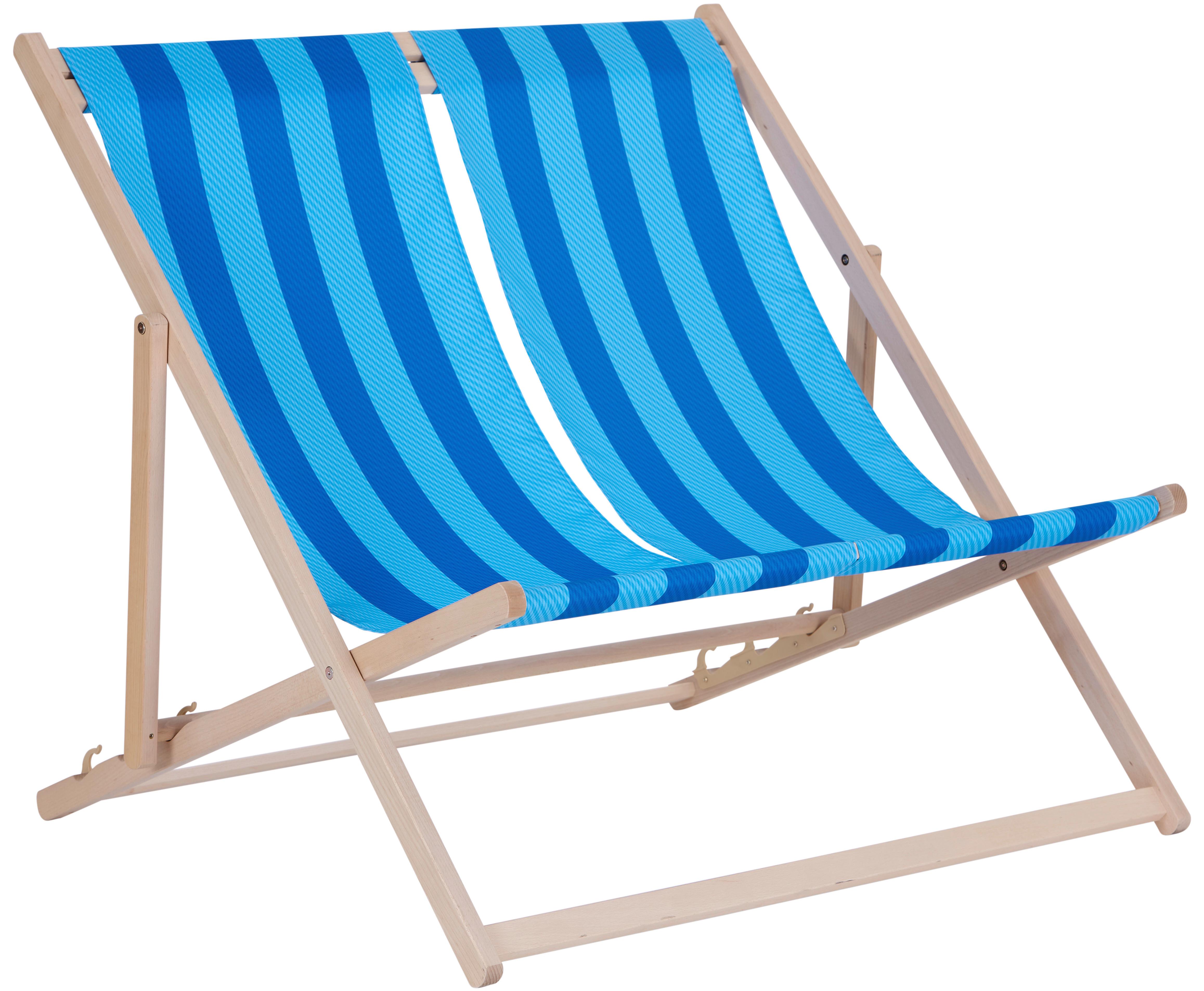 Strandsessel Beach Holz, Textil - Blau/Dunkelblau, Basics, Holz/Textil (118/140/4cm)