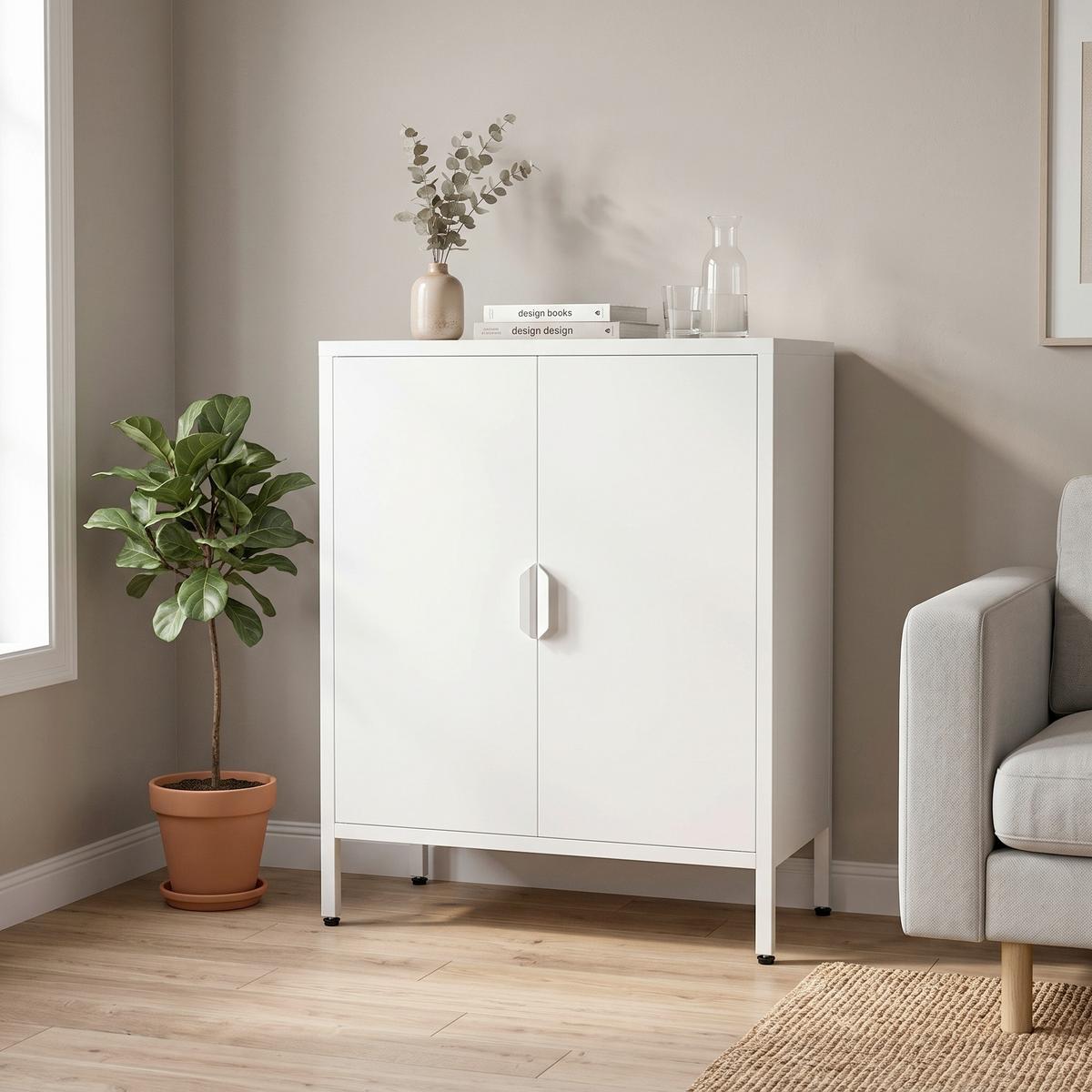 KOMMODE Flokas Weiß B: 60 cm - Weiß, Design, Metall (60/80/35cm) - MID.YOU