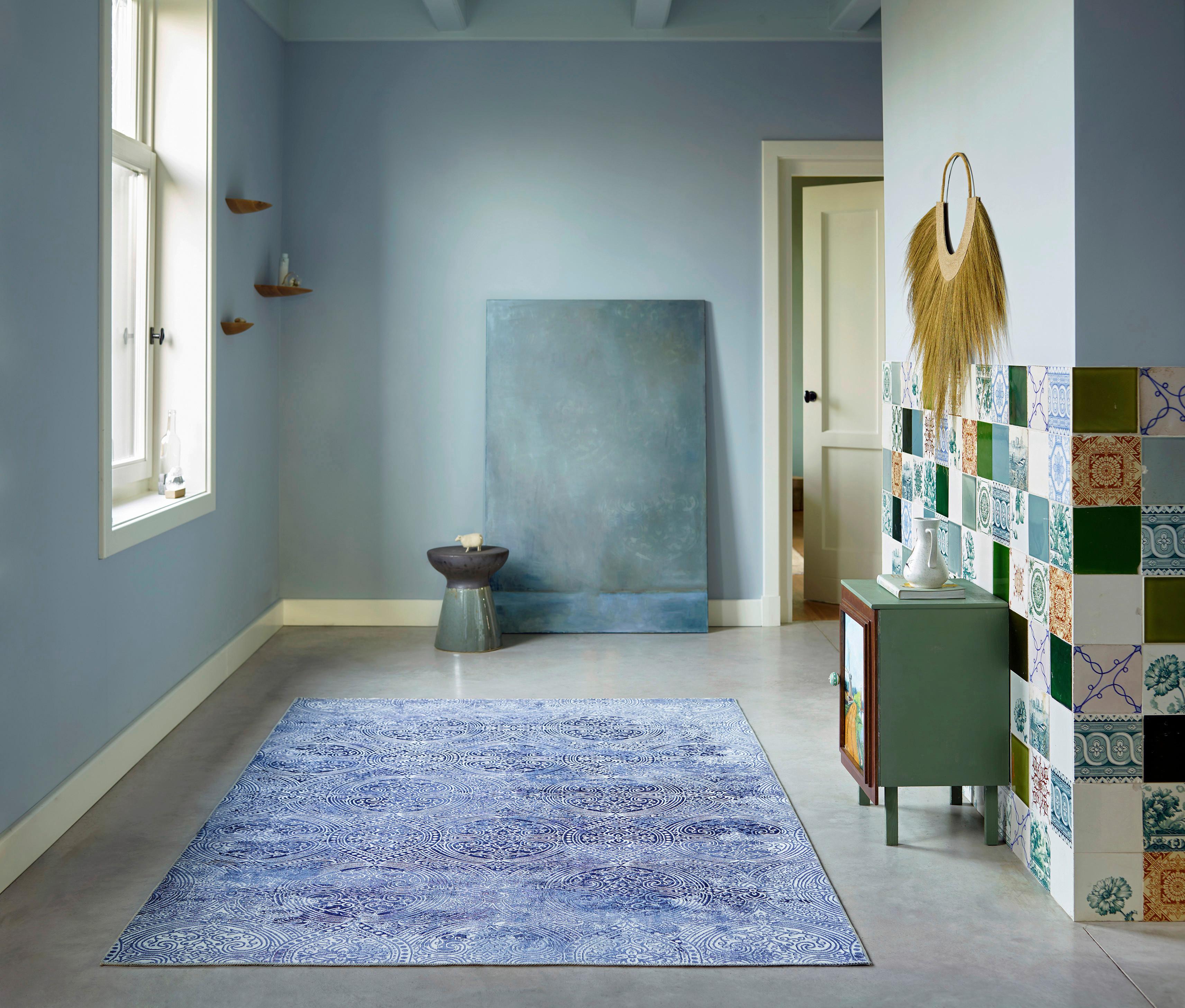 Webteppich Grace Blau/silberfarben 120x170 Cm - Blau/Silberfarben, Design, Textil (120/170cm) - WECON HOME