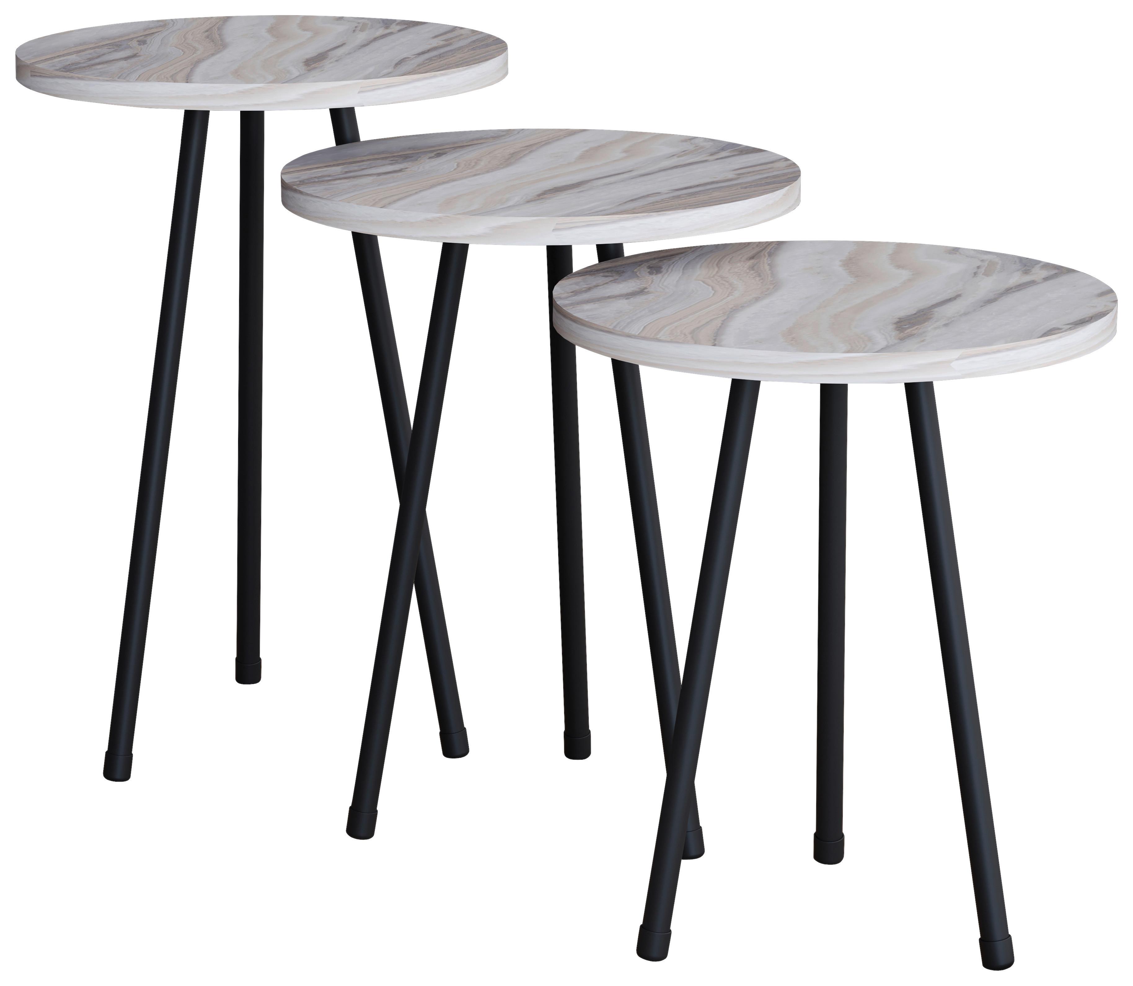 Beistelltischset Mirola Weiß D: 35 cm - Schwarz/Weiß, Design, Holzwerkstoff (35cm) - MID.YOU