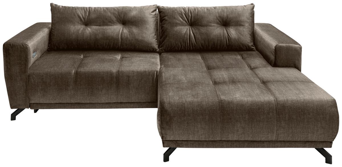 Ecksofa Restato, Braun S: 246x177 cm - Schwarz/Braun, MODERN, Textil (246/177cm) - MID.YOU