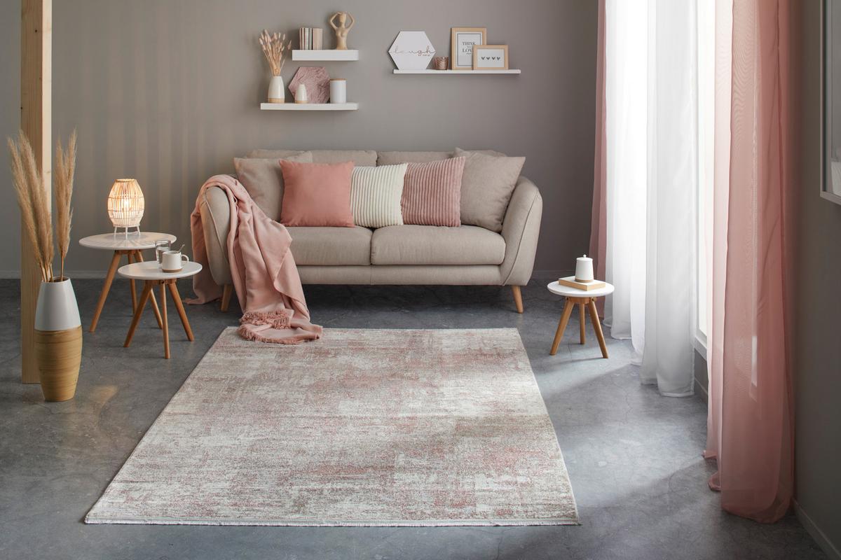 TKANÝ KOBEREC Malik 3, 160/230cm - pink/krémová, Moderní, textil (160/230cm) - Mömax