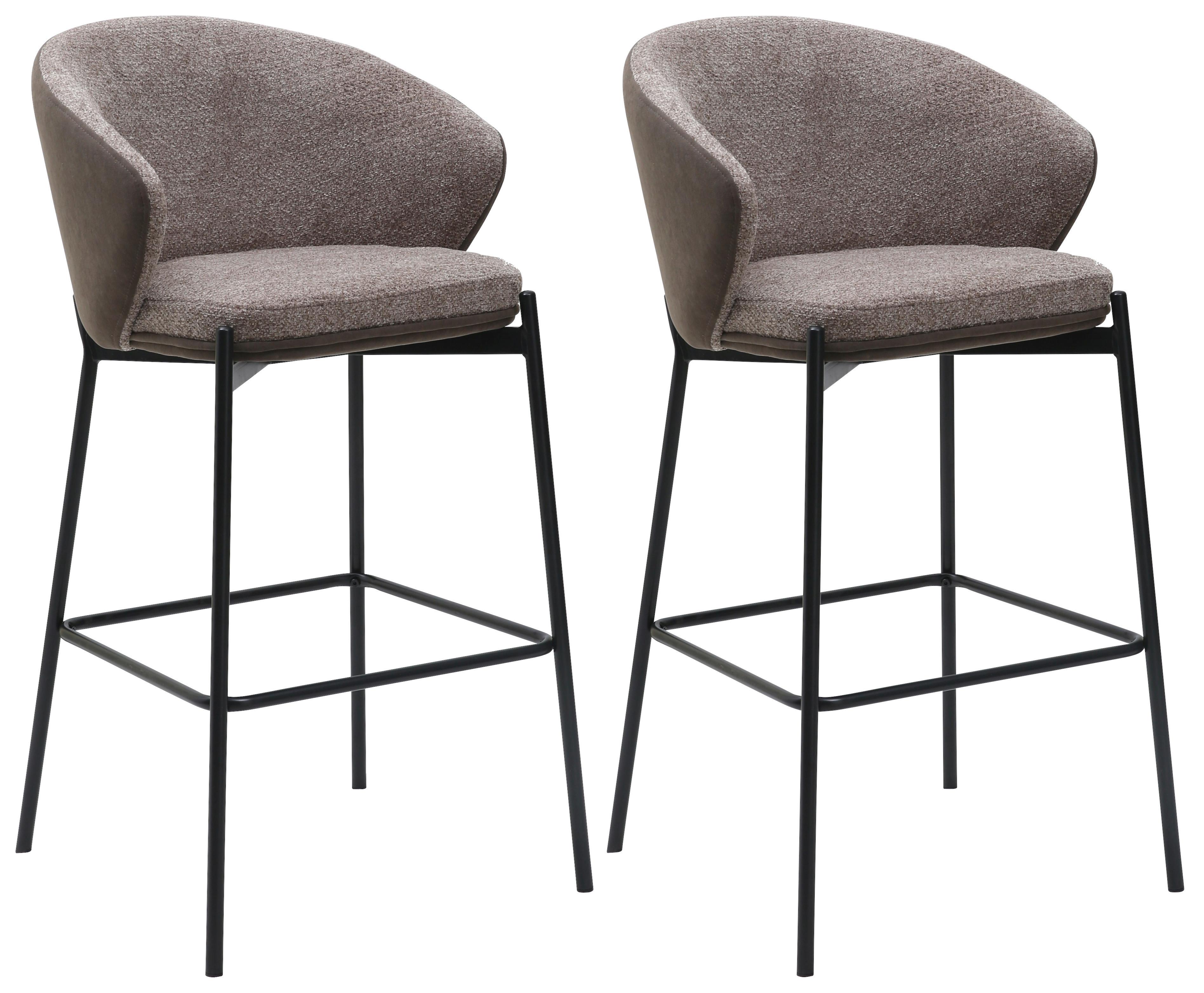 Barhocker Corey Textil Braun B: 53,5 Cm - Schwarz/Braun, MODERN, Textil/Metall (53,5/101/54cm) - MID.YOU