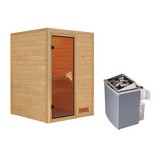 Sauna Lyon mit interner Steuerung am Ofen - Naturfarben, MODERN, Holz (146/198/146cm) - Karibu