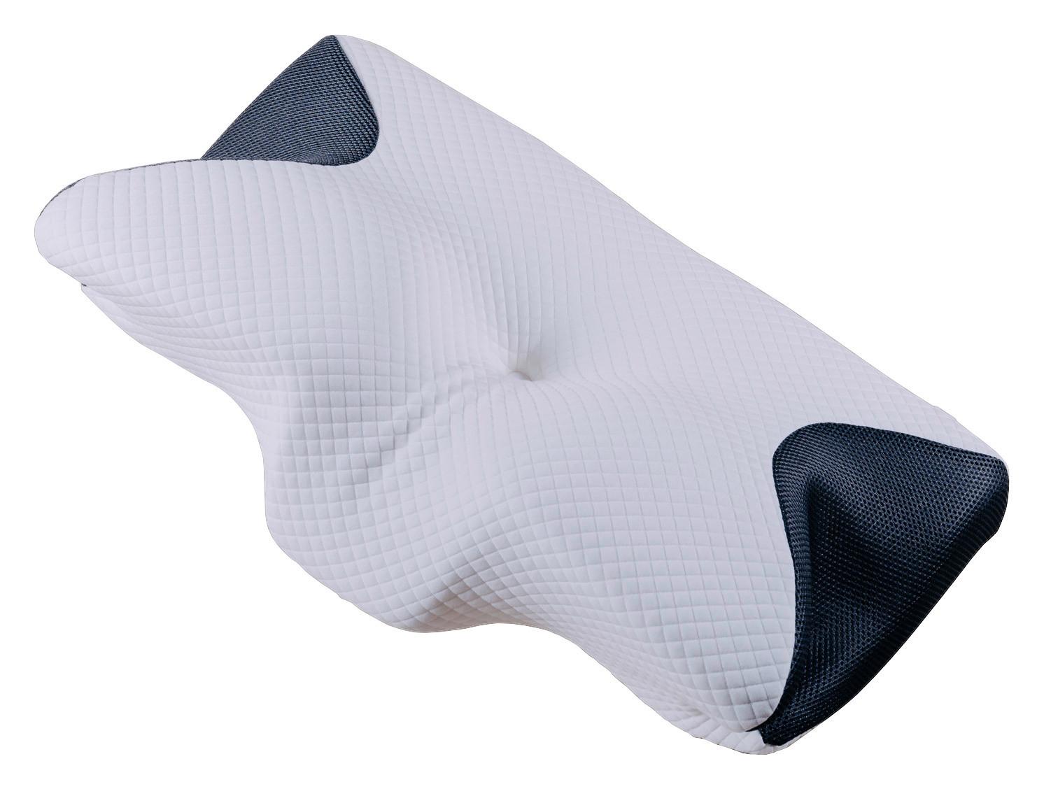 Ergonomický polštář s pamětí Naturtex - bílá/černá, Basics, textil/plast (61/34/12cm)