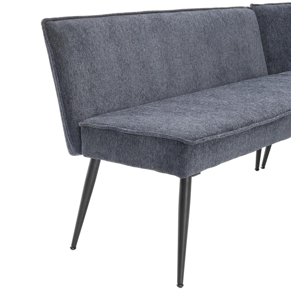 Eckbank Grau Leinenoptik Polyester Aleks 195x157 cm - Schwarz/Grau, LIFESTYLE, Textil/Metall (195/157cm) - MID.YOU