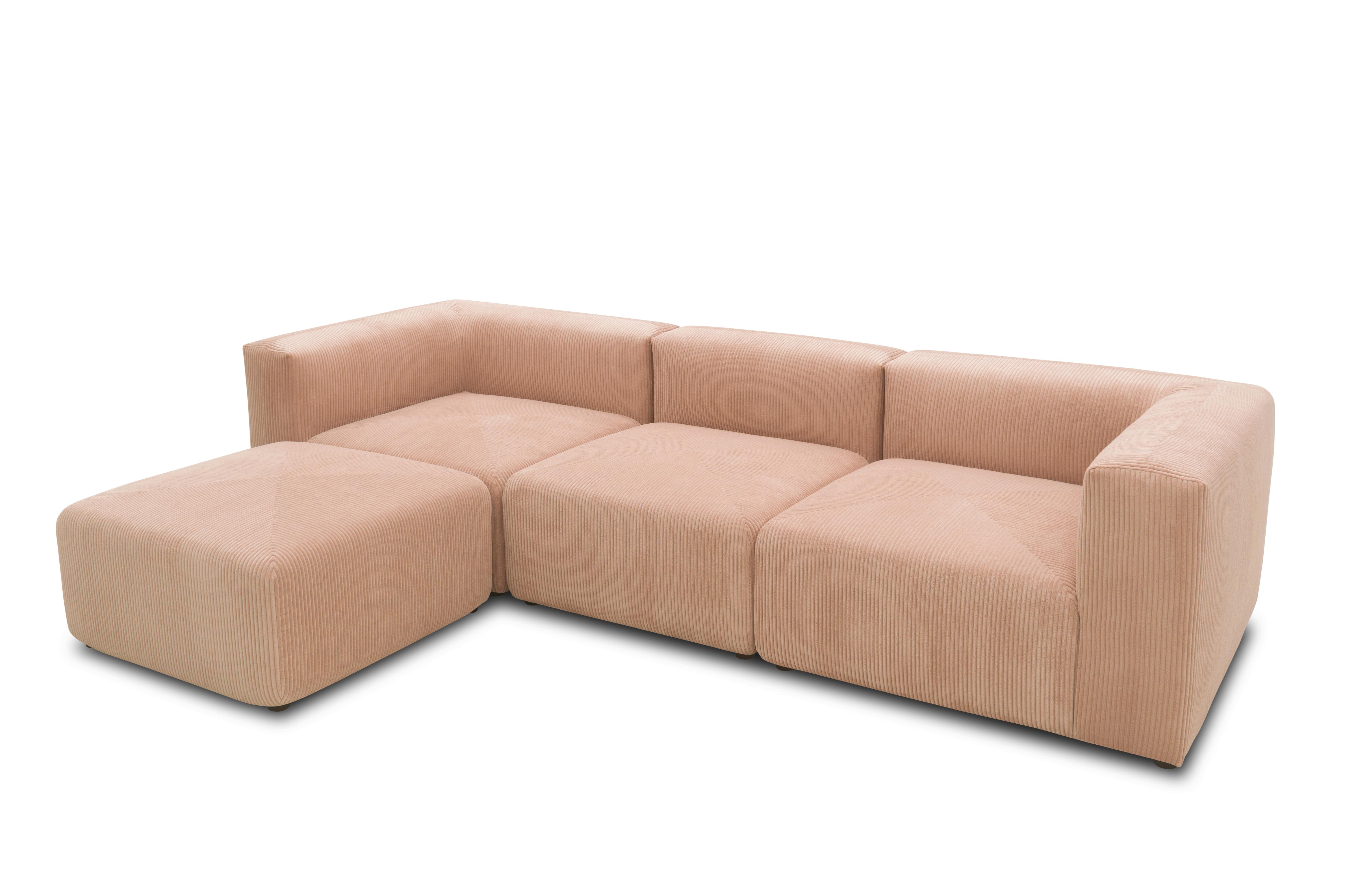 Ecksofa Rosa, Roségold B; 301 Cm - Roségold/Schwarz, Design, Textil (301/69/193cm) - MID.YOU