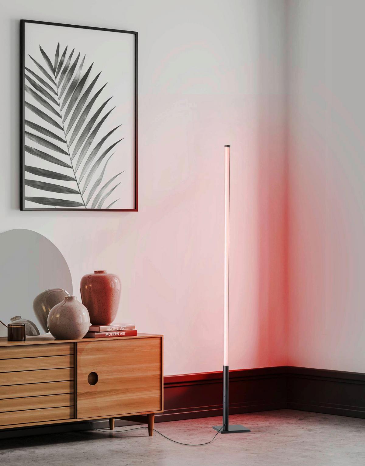 Stehlampe Picacha 1 Schwarz/Weiss - Schwarz/Weiß, Basics, Kunststoff/Metall (2/2/150cm) - Eglo