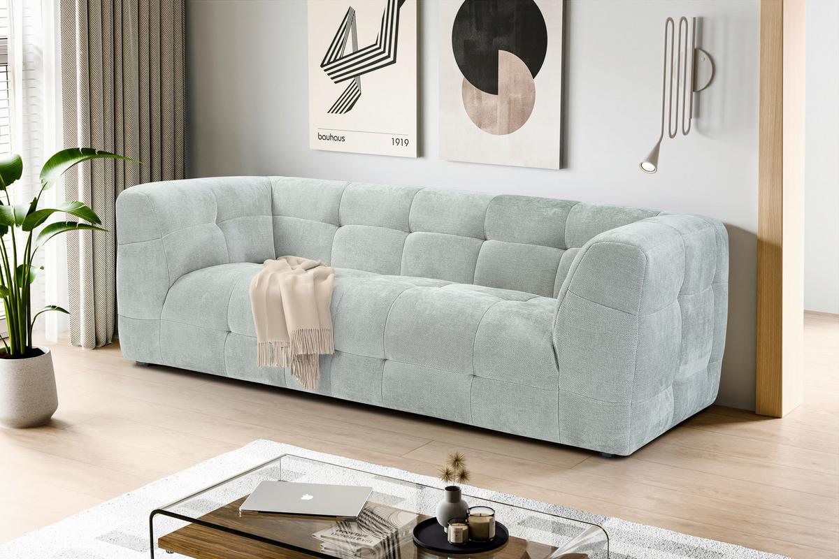 3-Sitzer-Sofa Tenso Minttürkis B: 217cm - Schwarz/Minttürkis, Basics, Holz/Textil (217/72/96cm) - MID.YOU