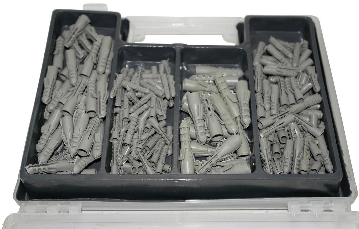 Bit-Bohrer-Dübel-Kofferset Kombikoffer, 300--Teilig. - Silberfarben, KONVENTIONELL, Kunststoff/Metall