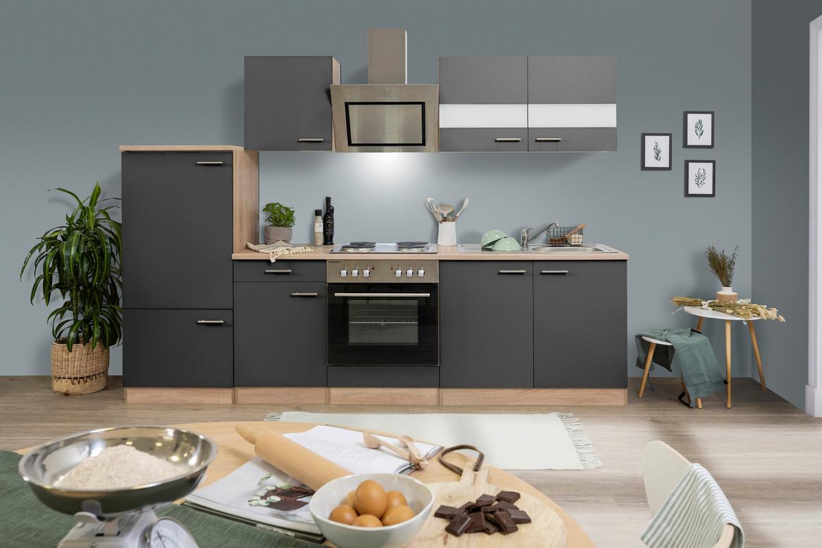 Küchenblock Merle Küchenblock 270 Cm - Eichefarben/Grau, Basics, Holzwerkstoff (270cm) - Respekta