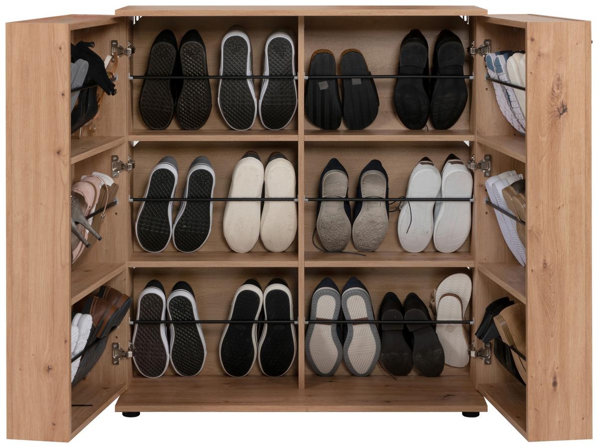 Schuhschrank Satos Eiche Dekor für 24 Paare B: 100 cm - Schwarz/Eiche Artisan, MODERN, Holzwerkstoff (100/110/33,8cm) - MID.YOU