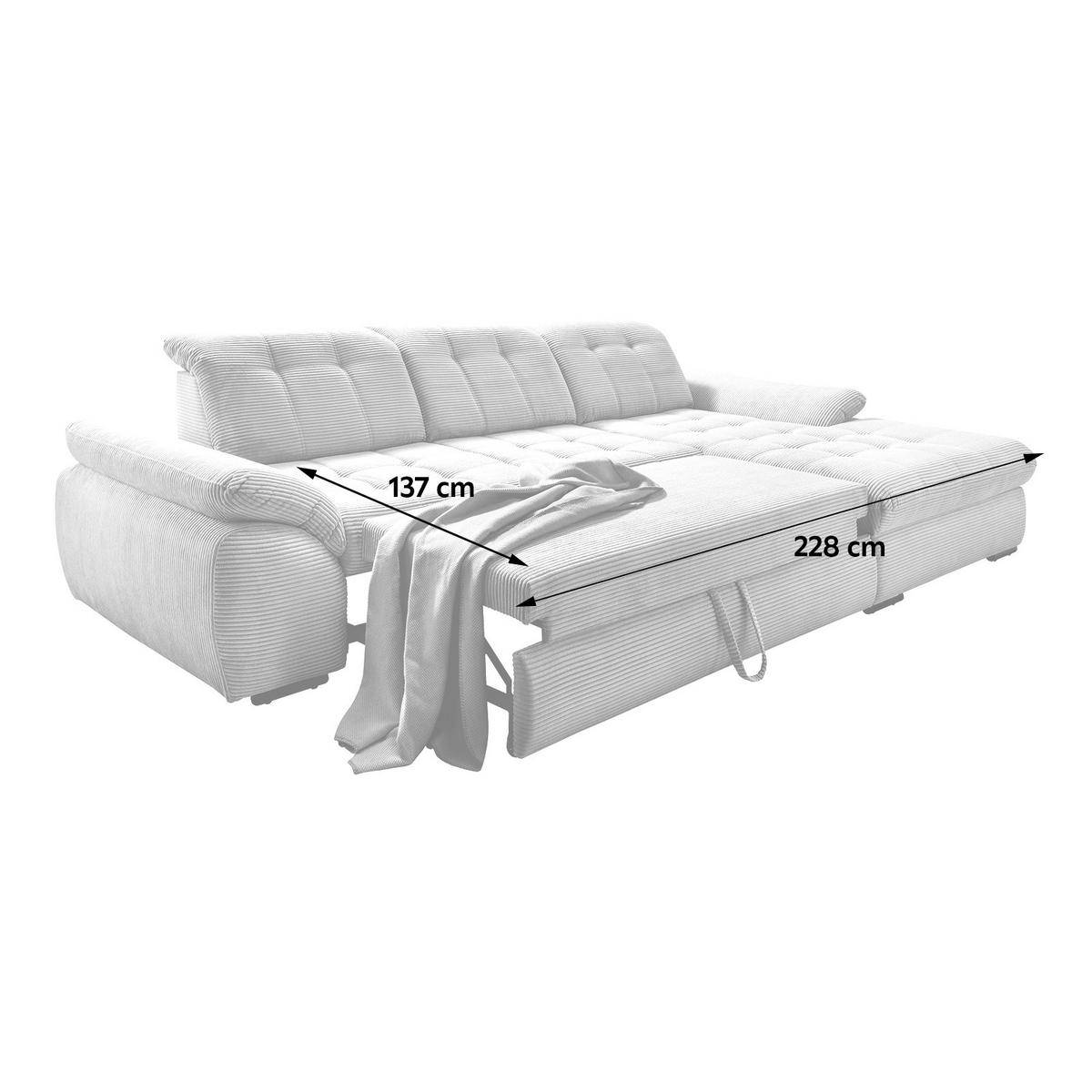 Ecksofa Mit Bettkasten Rigatti Beige S: 314x184 Cm - Beige/Schwarz, MODERN, Textil (314/184cm) - Livetastic