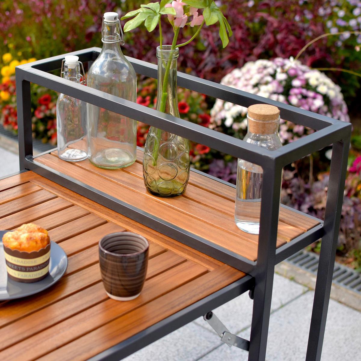 Balkontisch Klappbar Santorin Akazienholz/Metall L 73 cm - Graphitfarben/Naturfarben, MODERN, Holz/Metall (55/75/73cm) - Gardenson