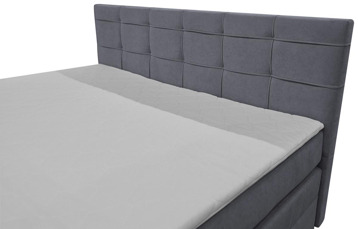 Boxspringbett Mitto mit Topper 160x200 cm - Blaugrau/Schwarz, KONVENTIONELL, Textil/Metall (160/200cm)