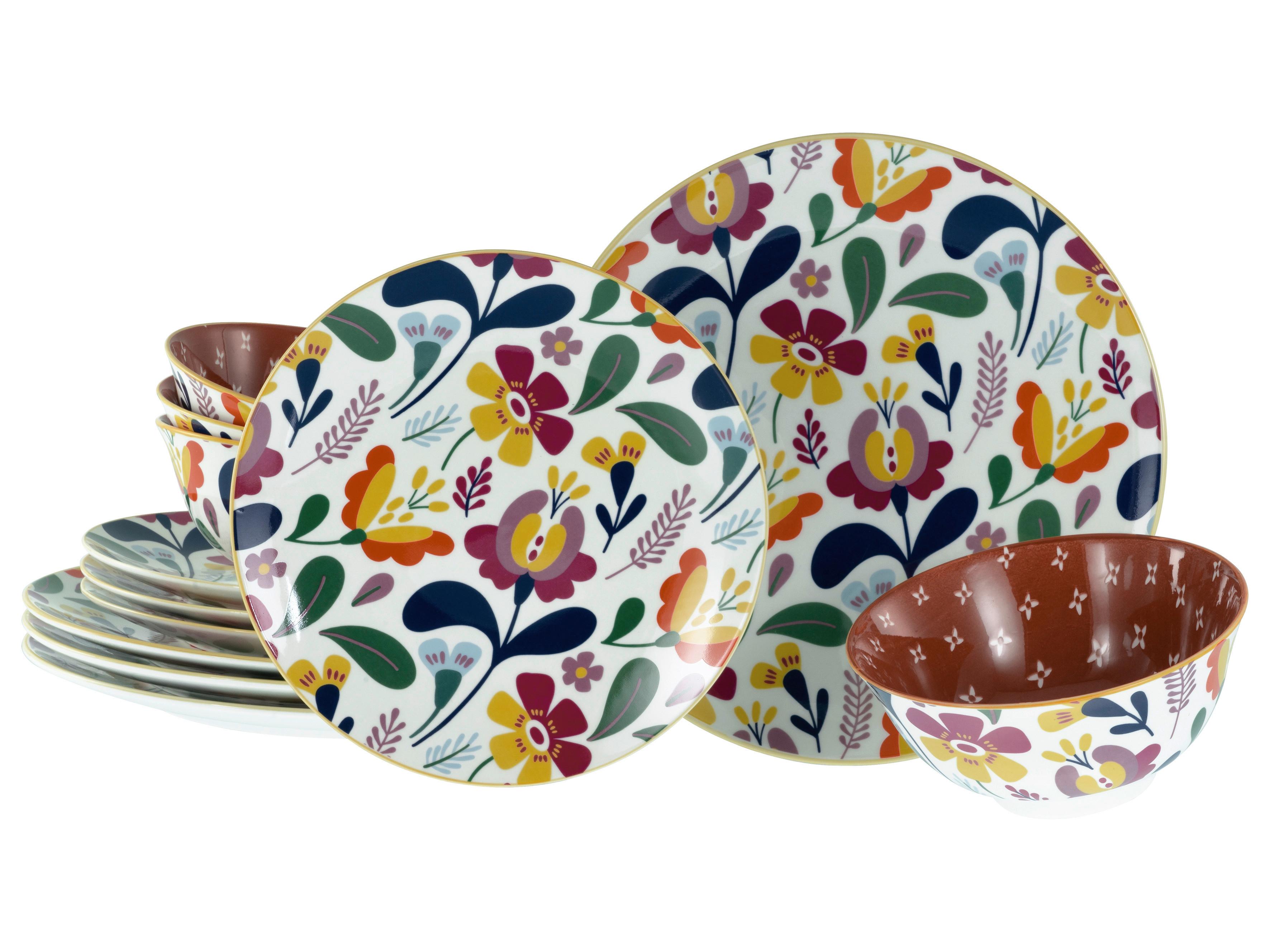 Speisetellerset 12-Tlg. Folklore, Multicolor - Multicolor, Design, Keramik - Creatable