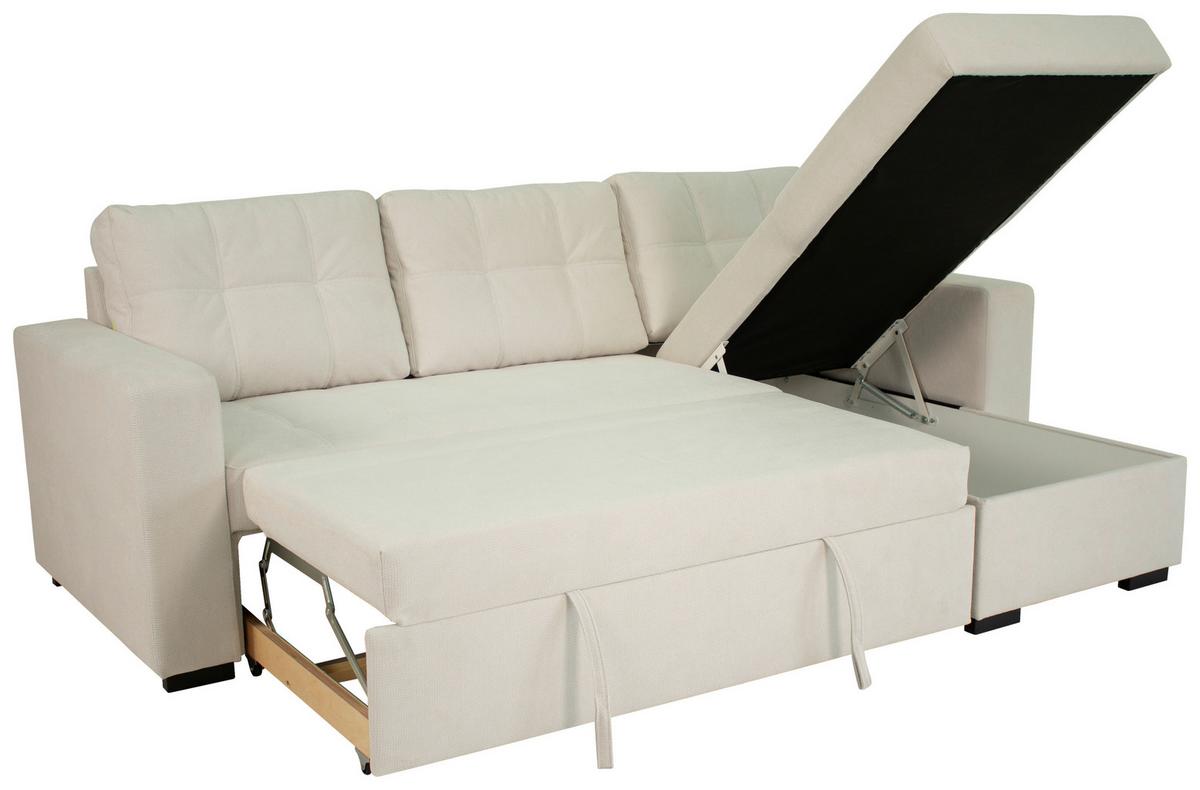 Sedačka TURIN, obojstranná, slonovinová tk. CROWN - slonovinová, Trend, kov/drevo (239/160cm)