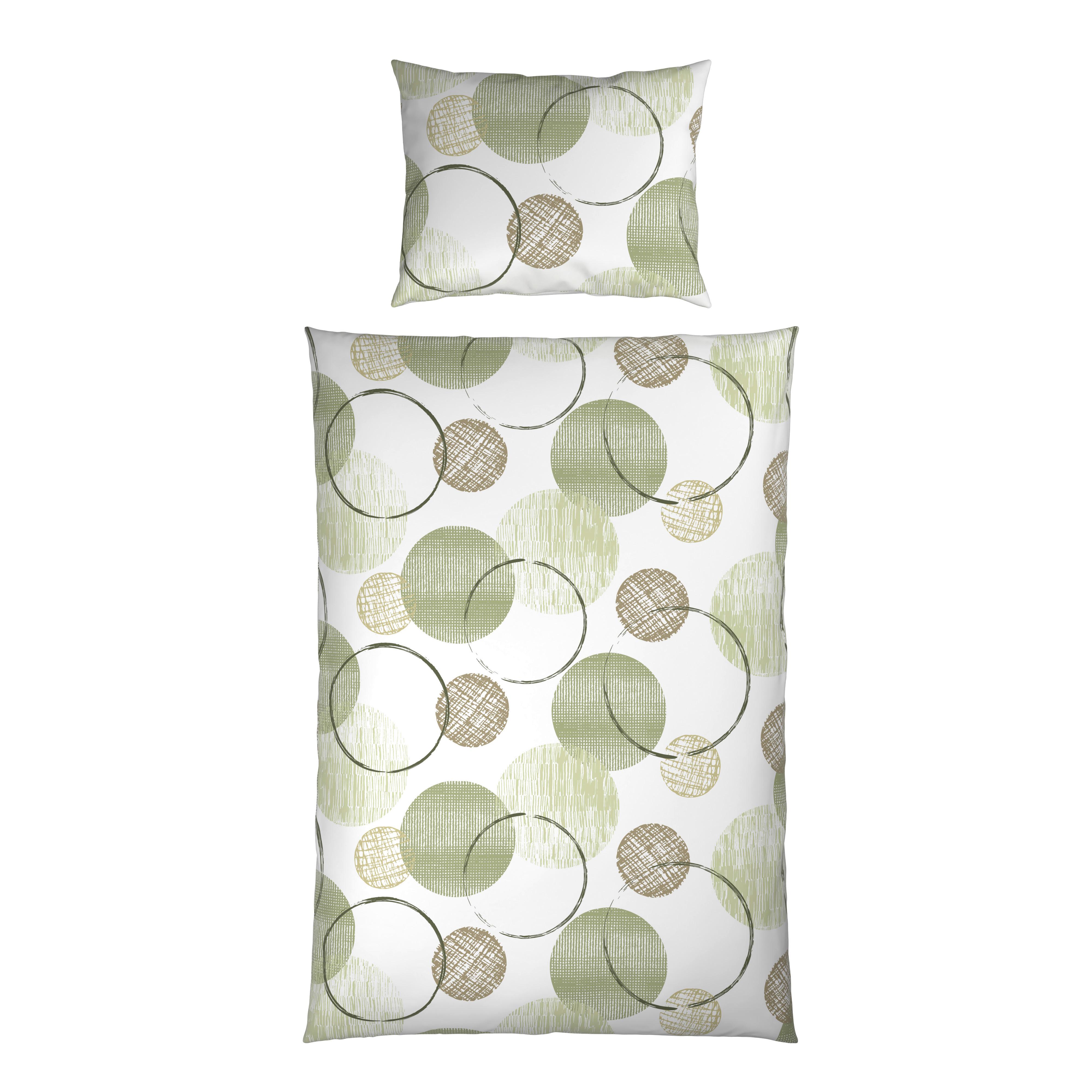 Bettwäsche Sandra - Taupe/Grün, MODERN, Textil - Luca Bessoni