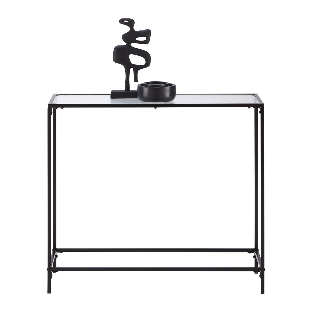 Konzolový stolek SHINE -EXKLUSIV- - černá/průhledné, Moderní, kov/sklo (80/70/30cm)