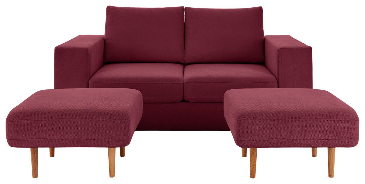 3-Sitzer-Sofa Looks V-2 Rot - Eichefarben/Beere, Design, Textil (212/96/107cm) - LOOKS by W.Joop