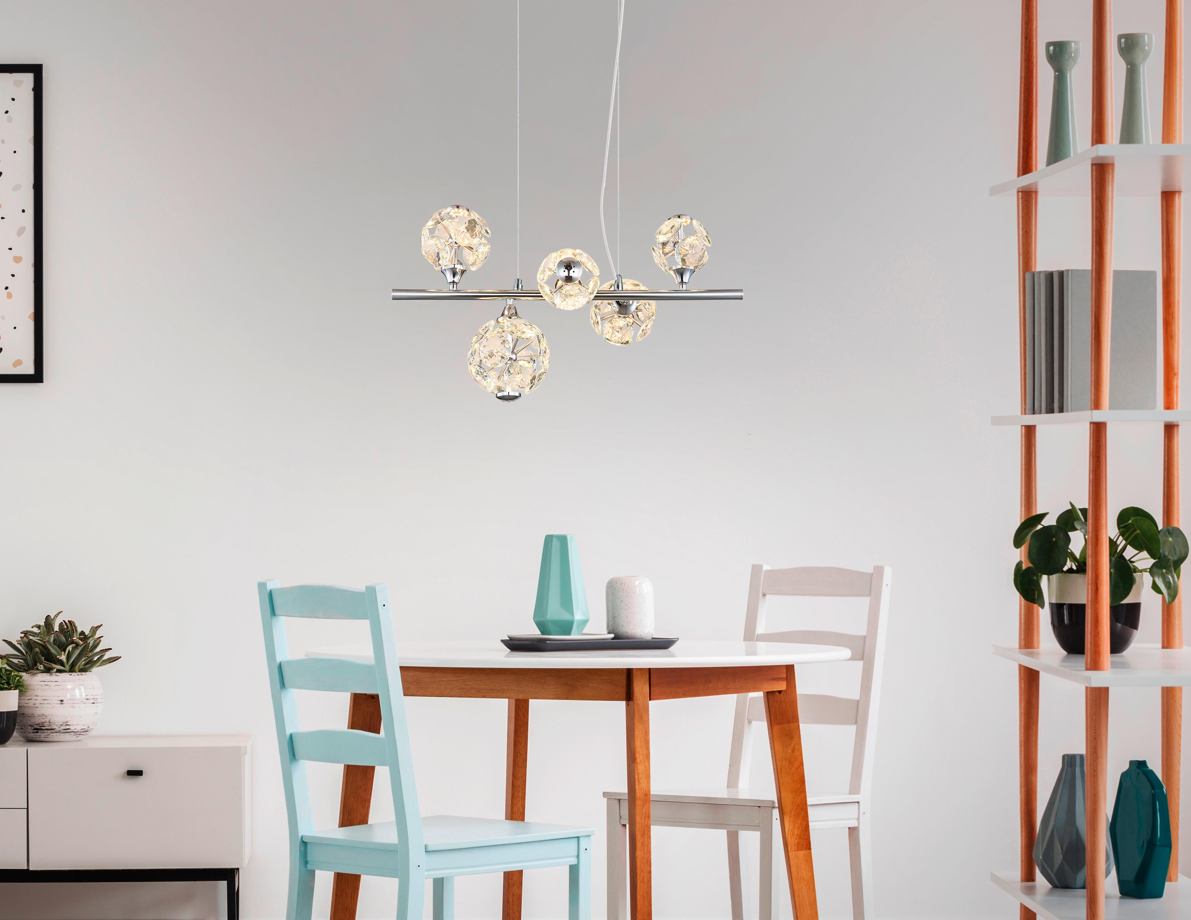 LED-Hängeleuchte Virina Klar Chromfarben L: 50 cm - Klar/Chromfarben, KONVENTIONELL, Glas/Metall (50/30/120cm) - Globo