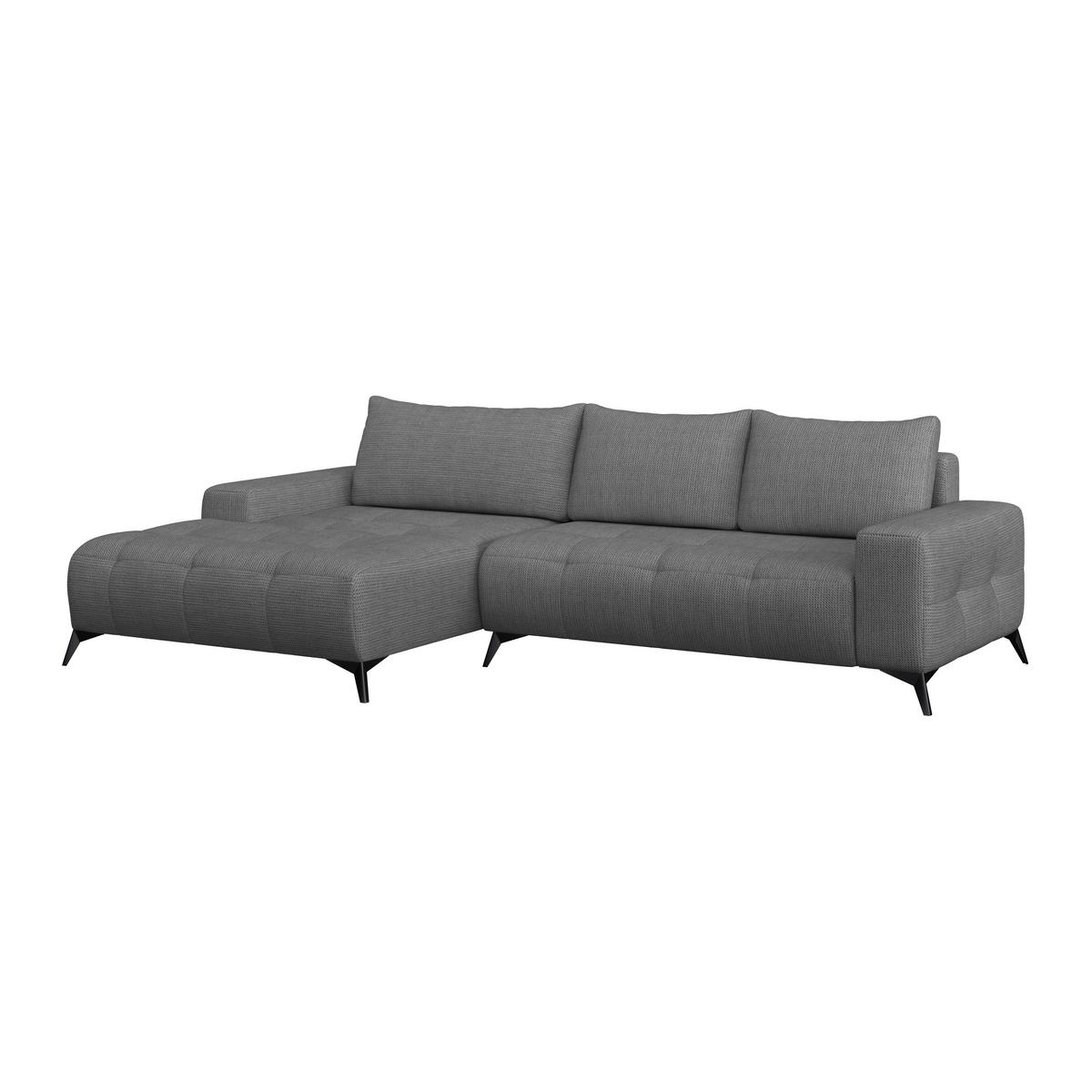 Ecksofa Mauro Anthrazit, mit Schlaffunktion - Anthrazit/Schwarz, Trend, Textil (175/290cm) - Luca Bessoni