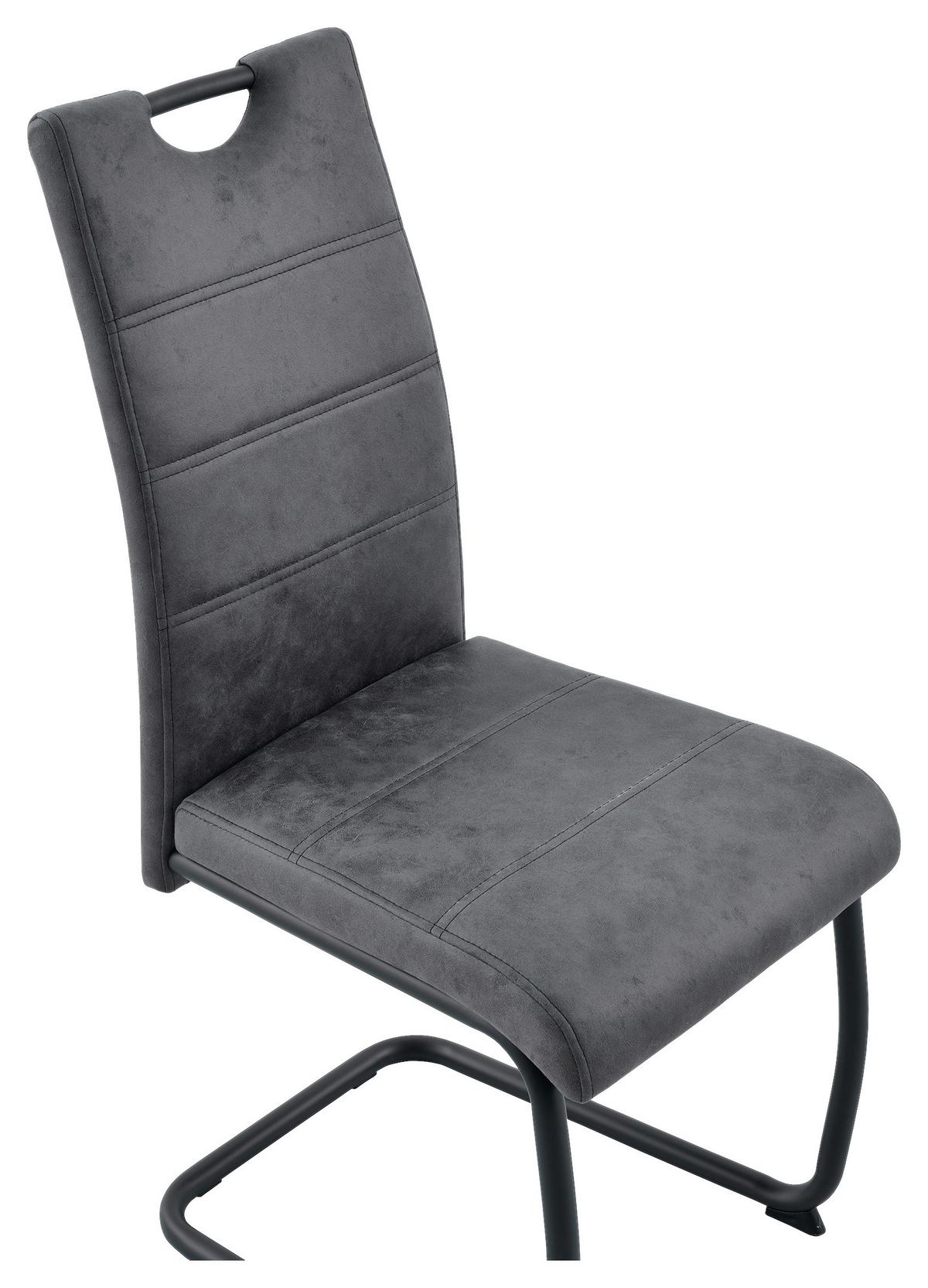 Stuhl Sabrina Microfaser Grau, B: 44 Cm - Anthrazit, KONVENTIONELL, Textil/Metall (44/98/60cm)