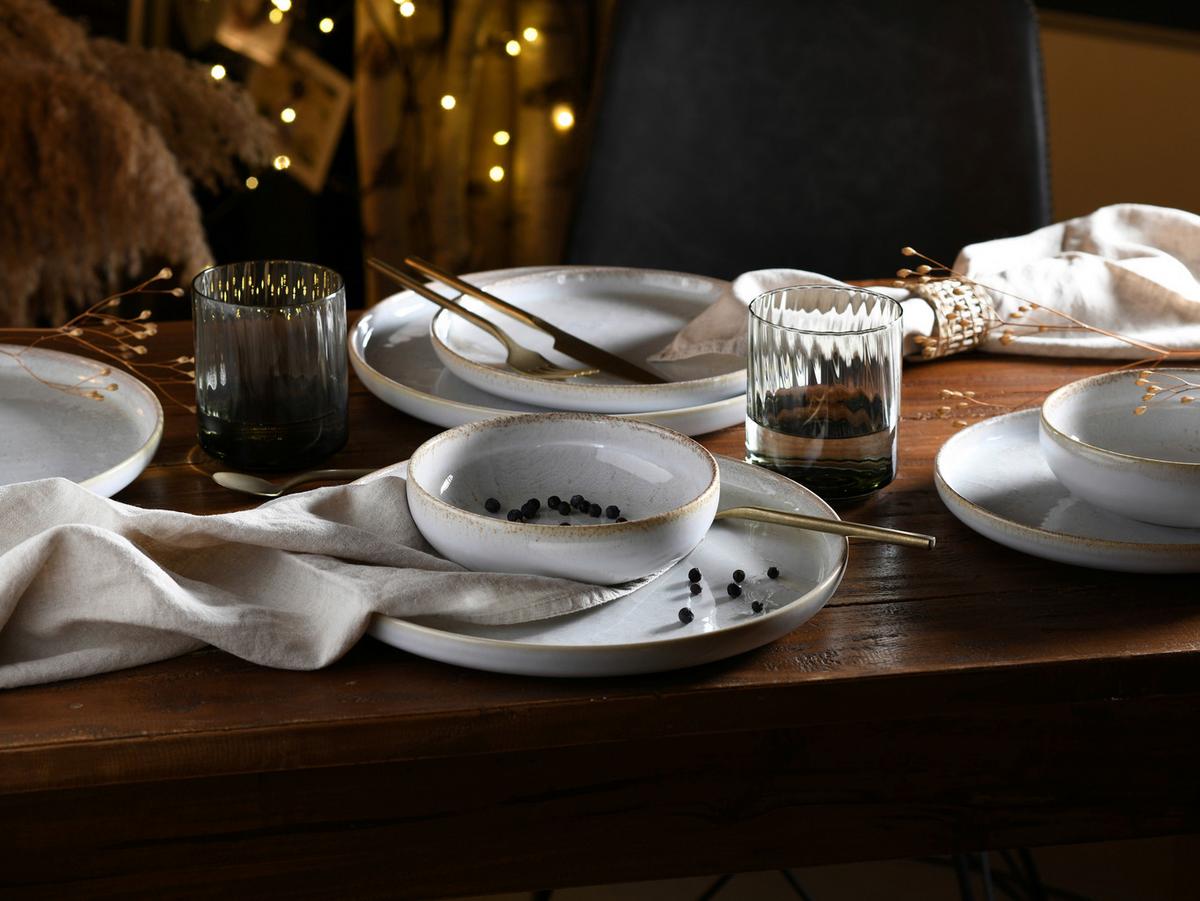 Tafelservice Uno Vintage 12--Teilig., Grauweiß - Grauweiß, Basics, Keramik - Creatable