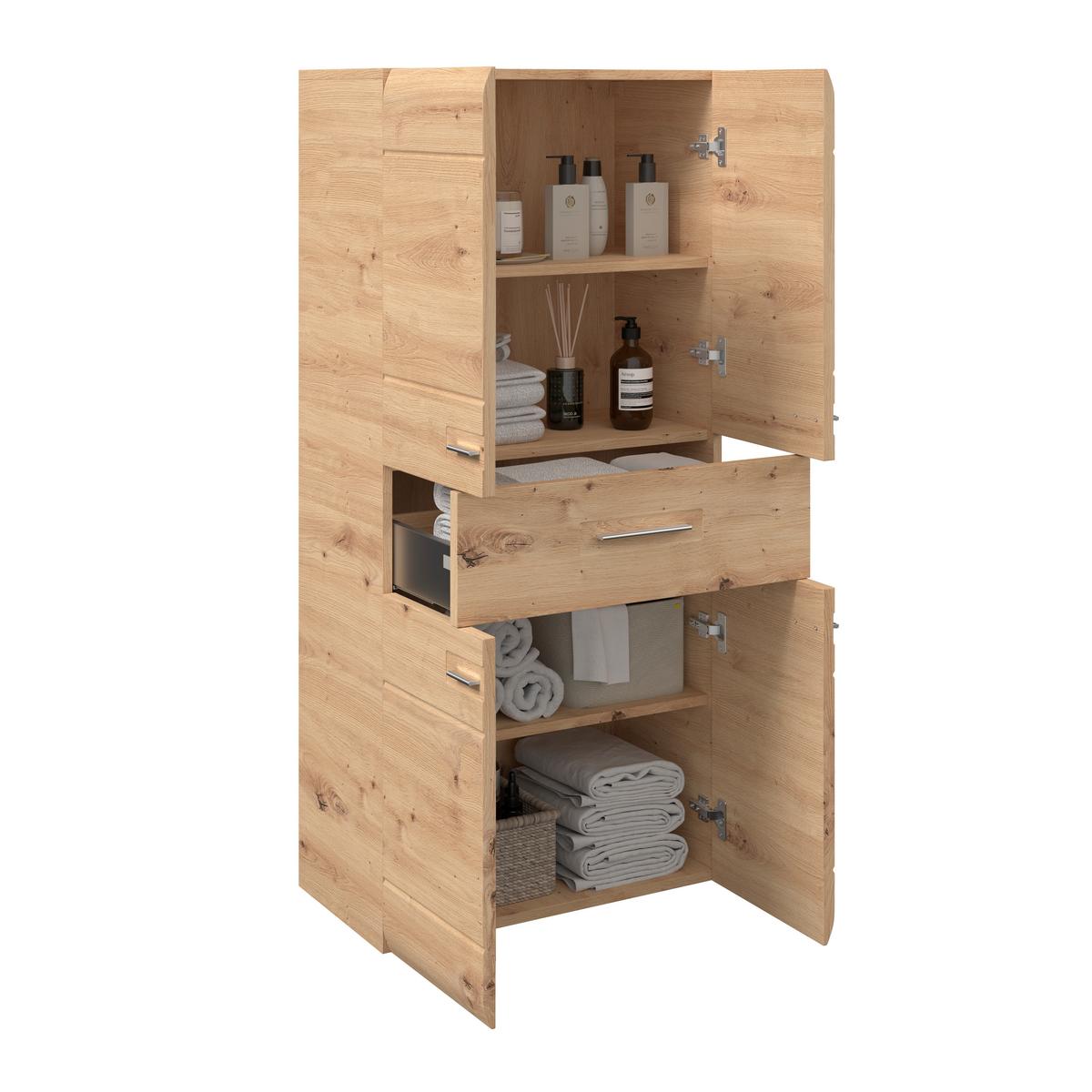 Midischrank mit Soft-Close Avensis B: 60cm, Eiche Dekor - Eichefarben, MODERN, Holzwerkstoff (60/128,5/33cm) - Luca Bessoni