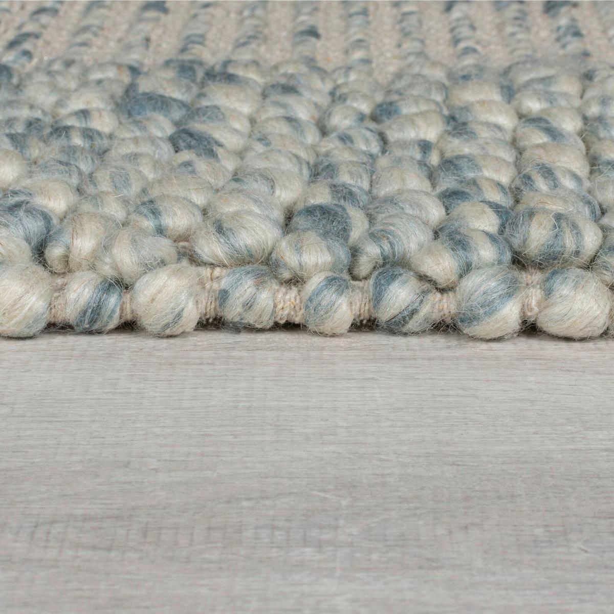 Handwebteppich Bordüre Wolle Blue - Blau, KONVENTIONELL, Textil (200/290cm)