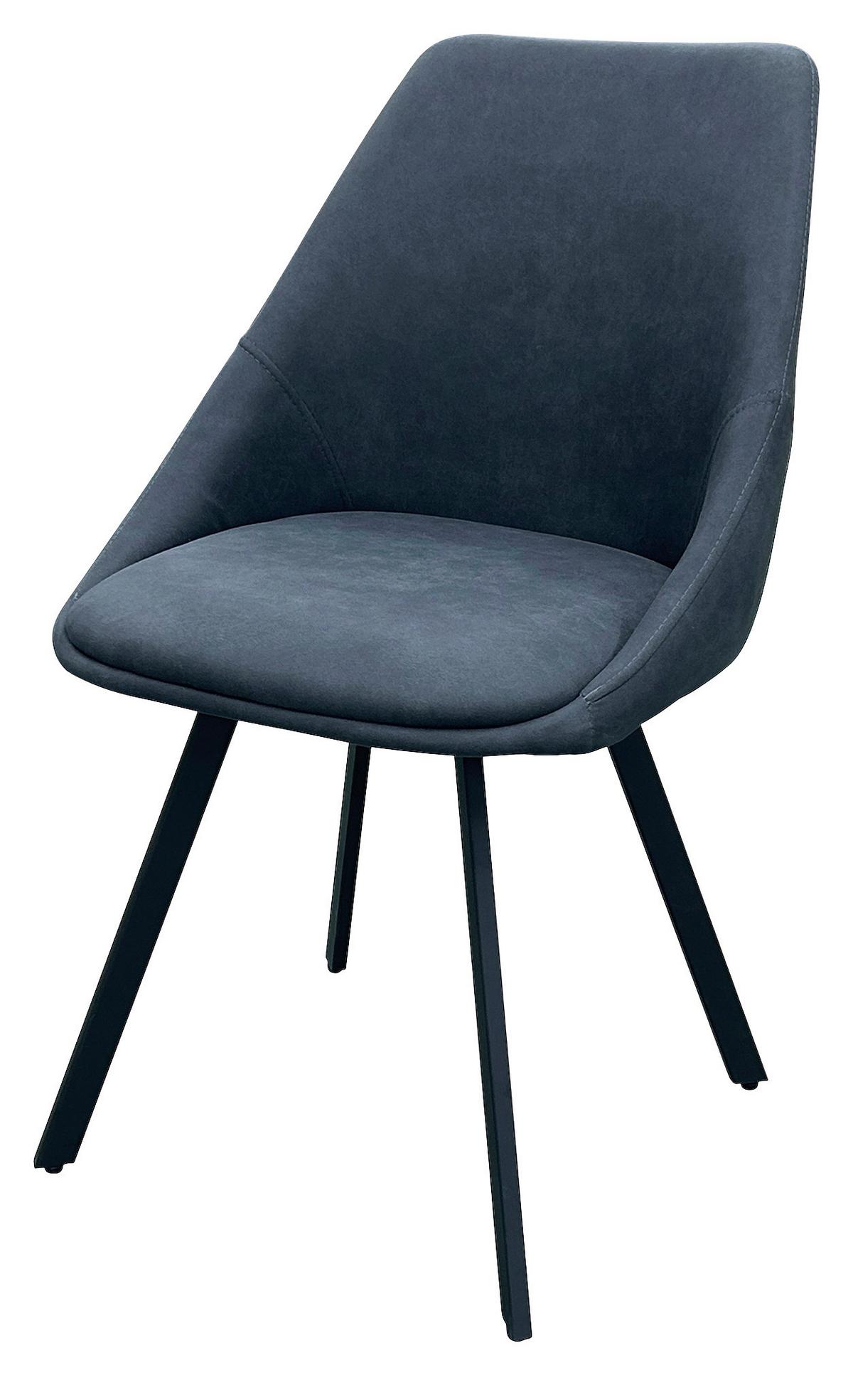 Esszimmerstuhl Jasper Anthrazit, Schwarz 2er Set - Anthrazit/Schwarz, Design, Textil/Metall (55/83/59cm) - MID.YOU