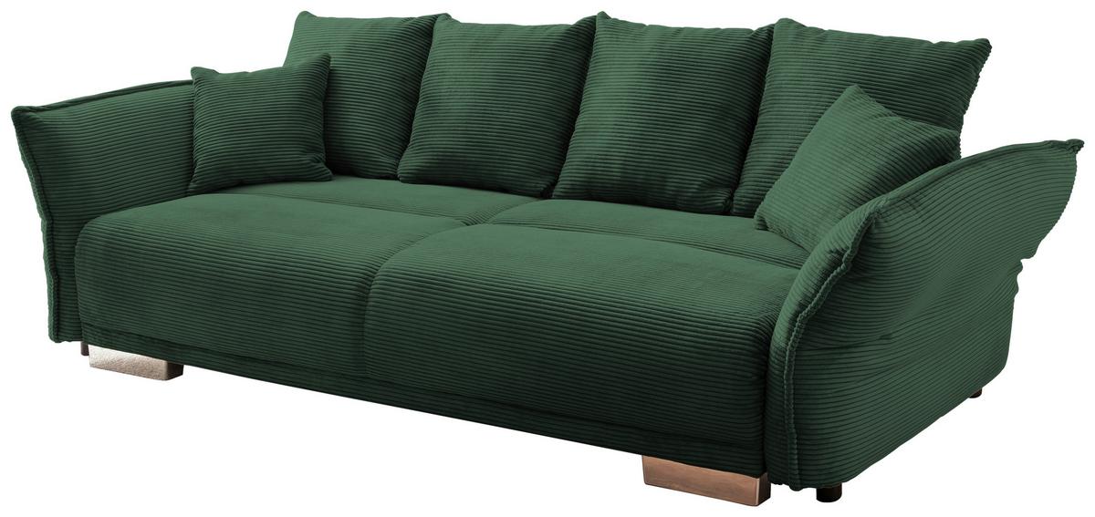 Bigsofa Pera, Dunkelgrün B: 242 cm - Chromfarben/Dunkelgrün, MODERN, Textil (242/71/90/131cm) - Livetastic