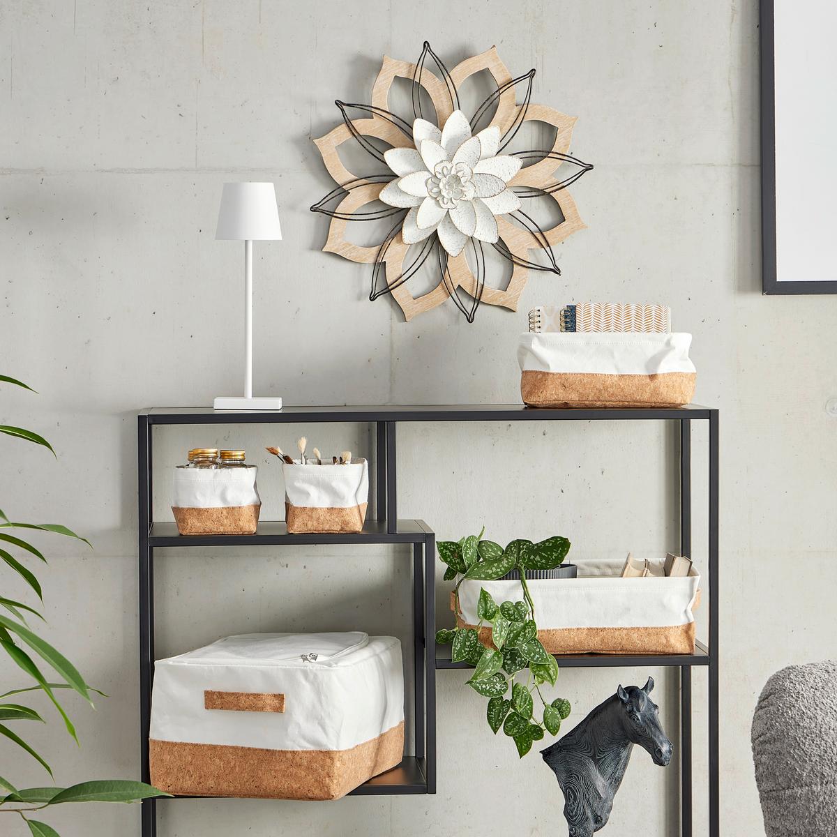 Regalkorb Leonard - Naturfarben/Weiß, ROMANTIK / LANDHAUS, Holz/Textil (39cm) - James Wood