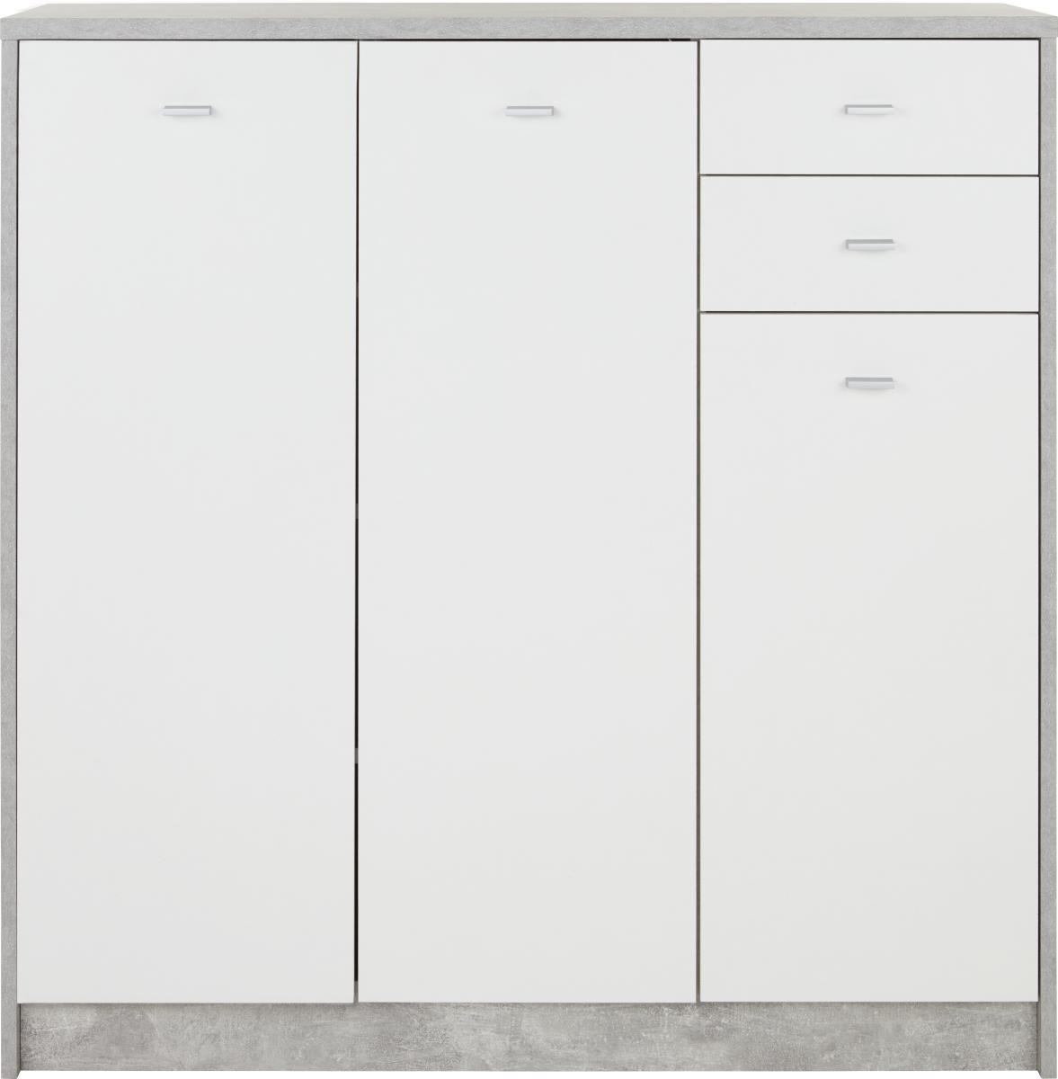 Kommode B 109,1 cm 4-You New, Beton Optik/Weiß - Schwarz/Weiß, MODERN, Holzwerkstoff (109,1/111,4/34,6cm)