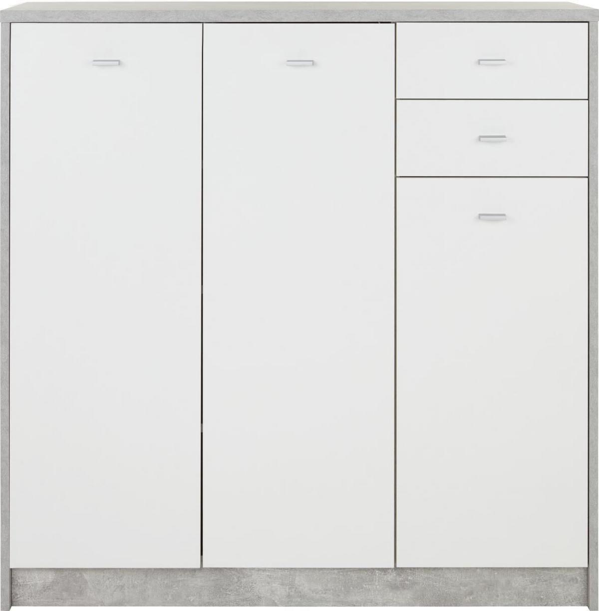 Kommode B 109,1 cm 4-You New, Beton Optik/Weiß - Schwarz/Weiß, MODERN, Holzwerkstoff (109,1/111,4/34,6cm)