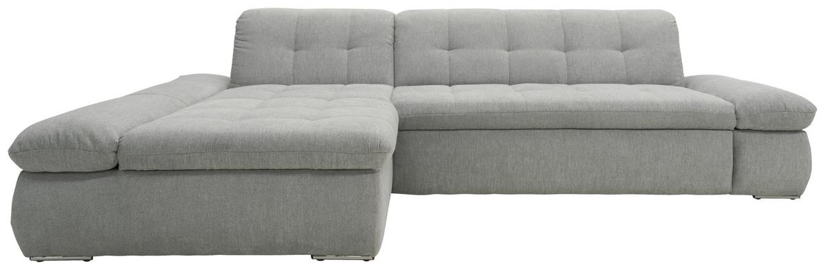 Ecksofa mit Schlaffunktion Moric Grau Mikrofaser - Chromfarben/Grau, KONVENTIONELL, Textil (172/300cm) - MID.YOU