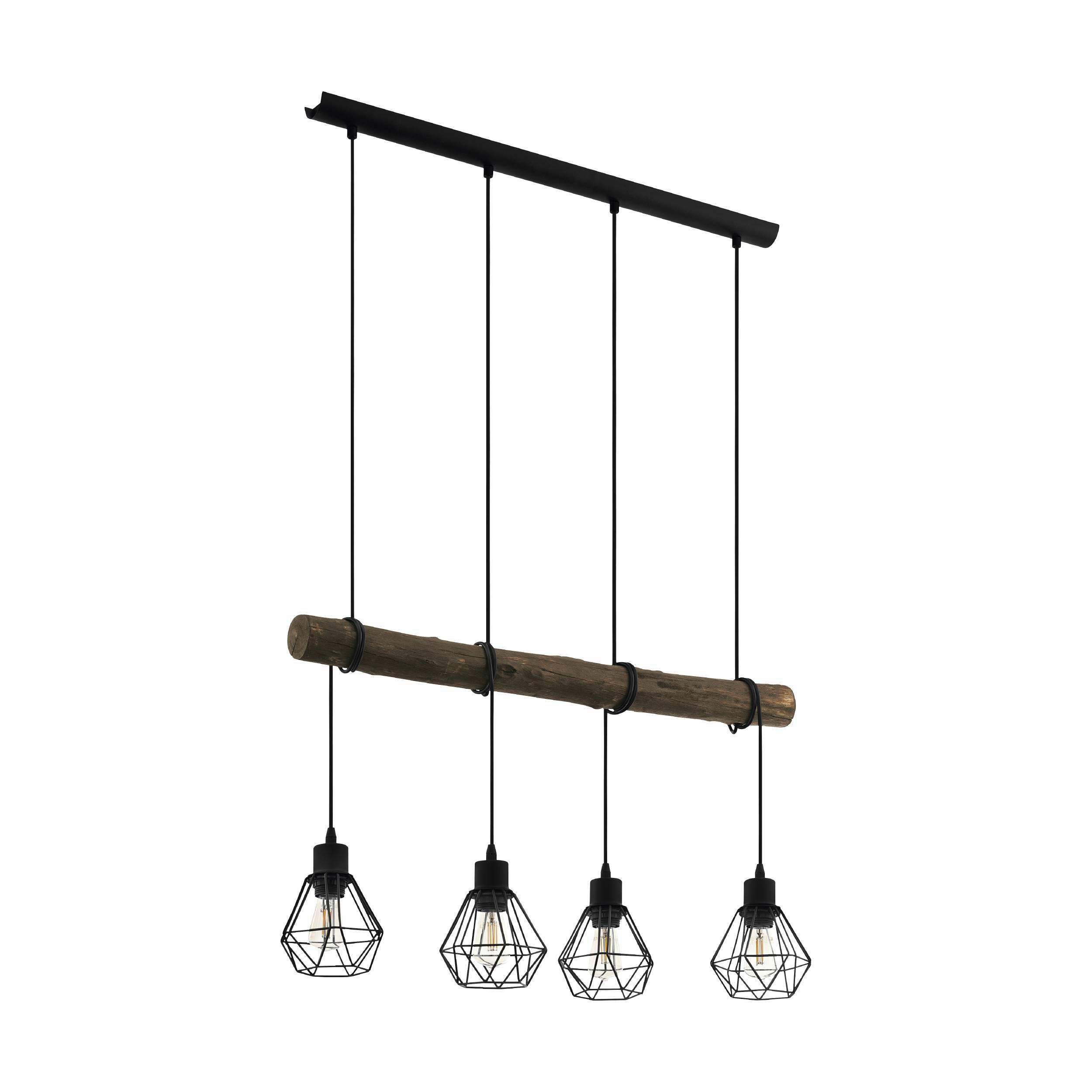 Hängeleuchte 43476_horningtops 1 - Schwarz/Naturfarben, Natur, Holz/Metall (71/14/110cm) - Eglo