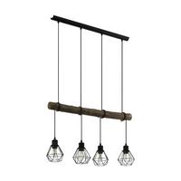 Hängeleuchte 43476_horningtops 1 - Schwarz/Naturfarben, Natur, Holz/Metall (71/14/110cm) - Eglo